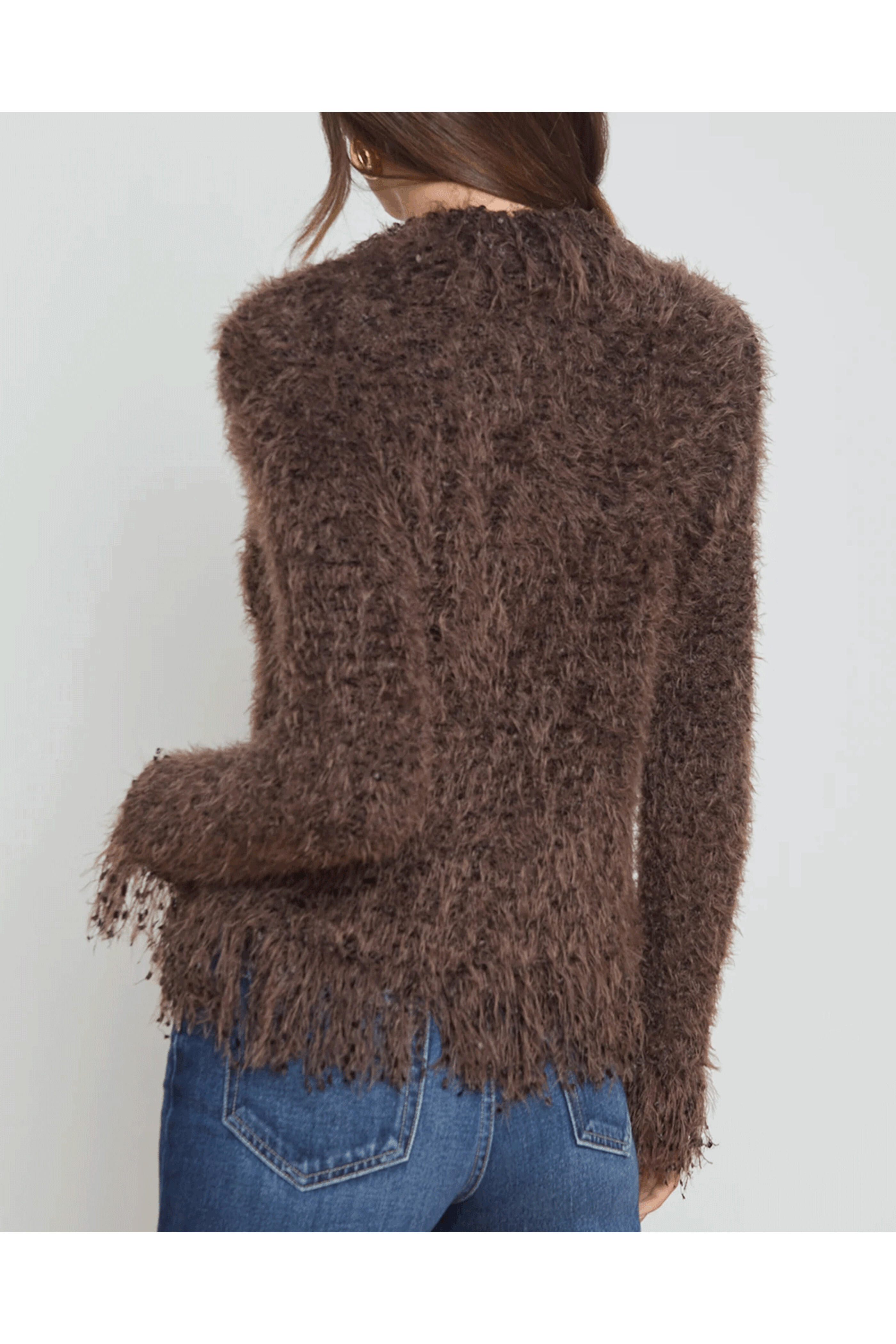 L'Agence - Chocolate Ganache Azure Cardigan Blazer