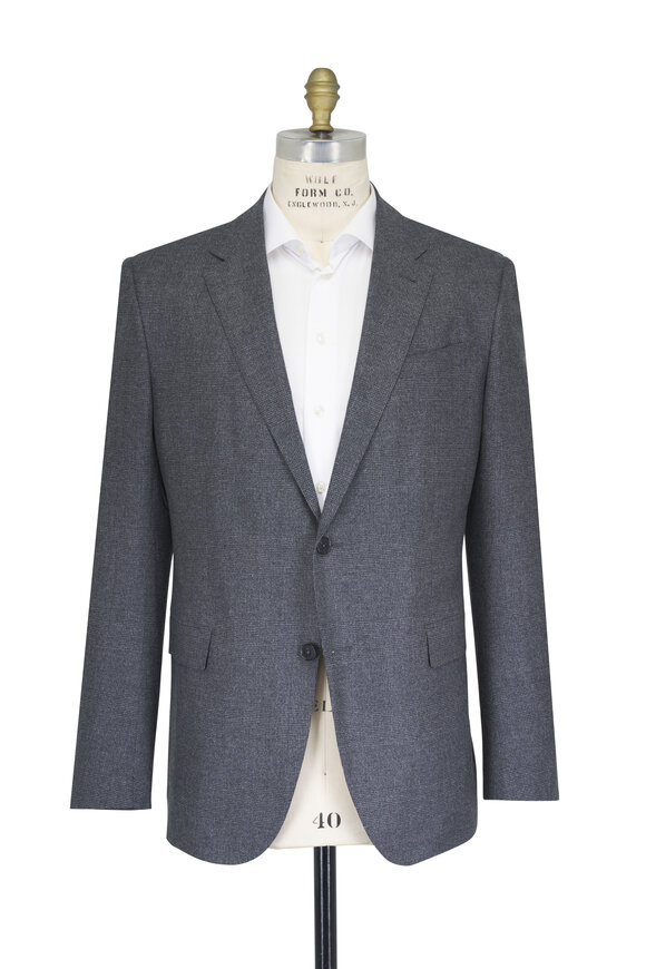 Zegna Dark Gray Prince Of Wales Wool & Cashmere Suit - view 2