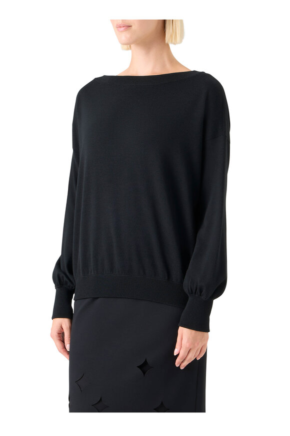 Akris Punto Black Off-The-Shoulder Wool Knit Sweater - view 3