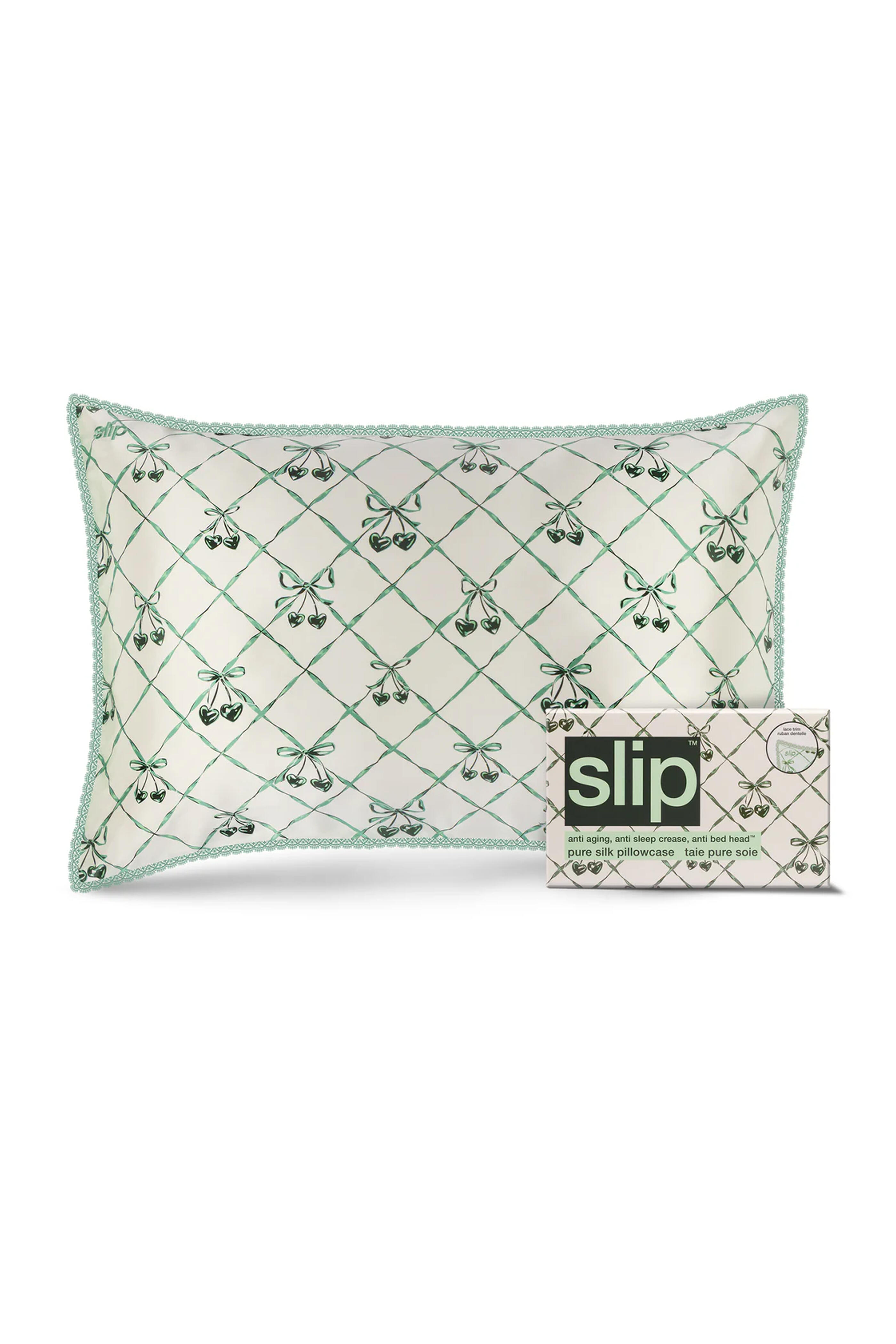 Slip Silk - Silk Queen Lace Trim Wintergreen Pillowcase