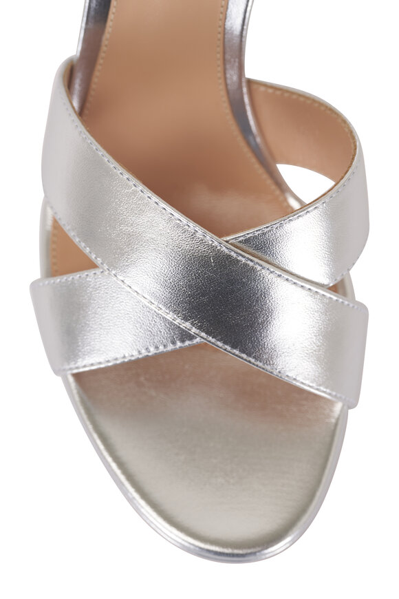 Gianvito Rossi Sabrina Silver Nappa Leather Platform Sandal, 70mm - view 5
