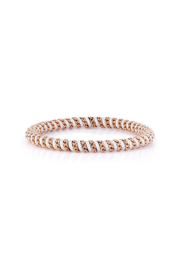 Demeglio 18k Rose Gold White Enamel Gio Stretch Bracelet