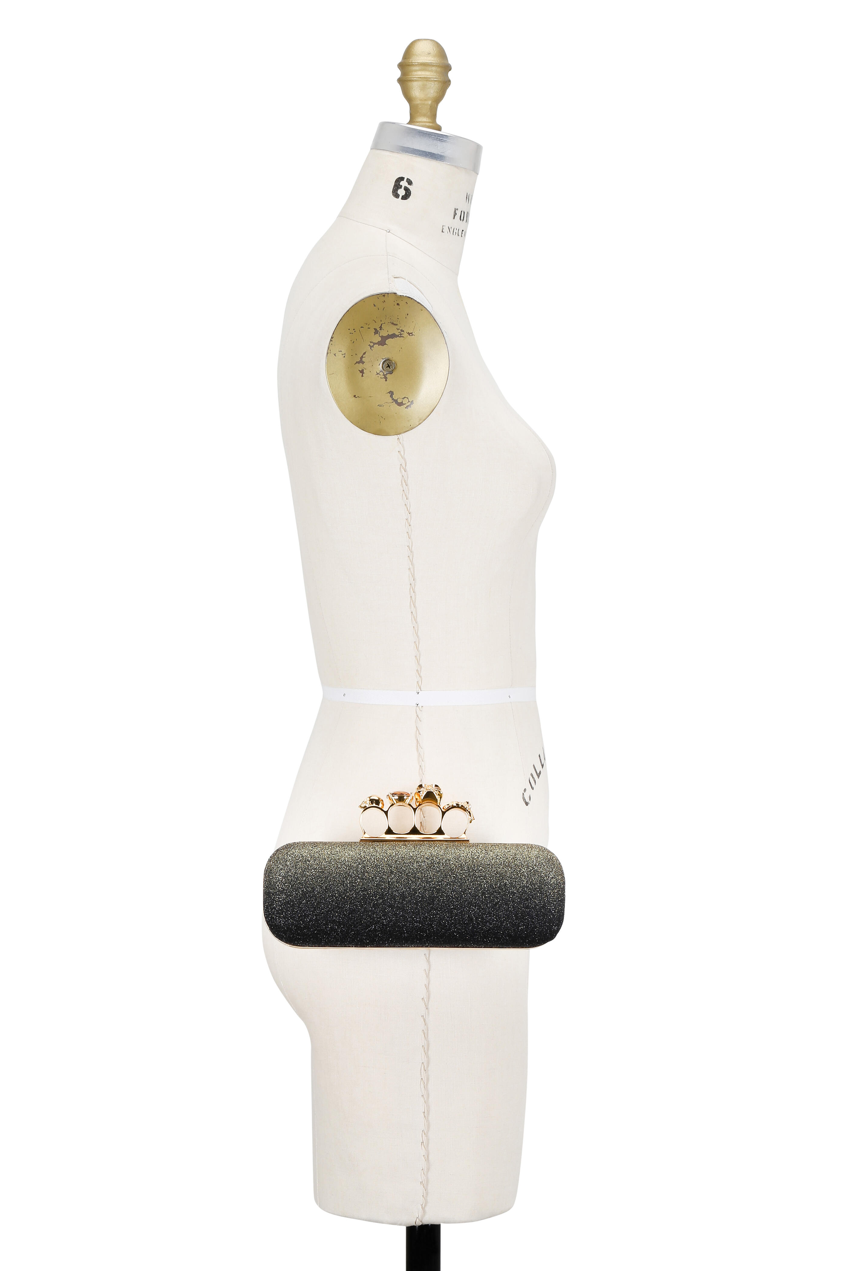 McQueen - Black & Gold Glitter Ombré Knuckle Clutch