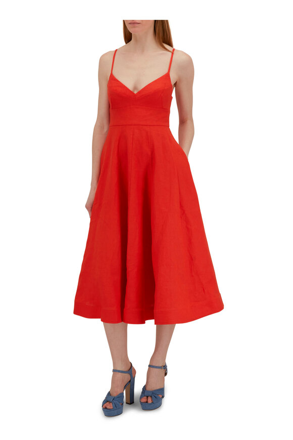 Zimmermann - Wonderland Red Linen Picnic Dress 