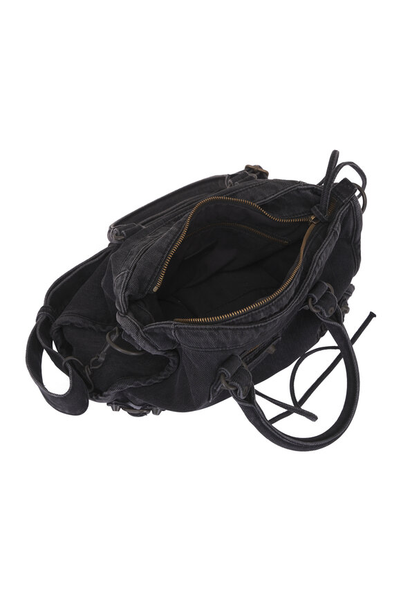 Balenciaga Small Le City Black Denim Top Handle Bag - view 5