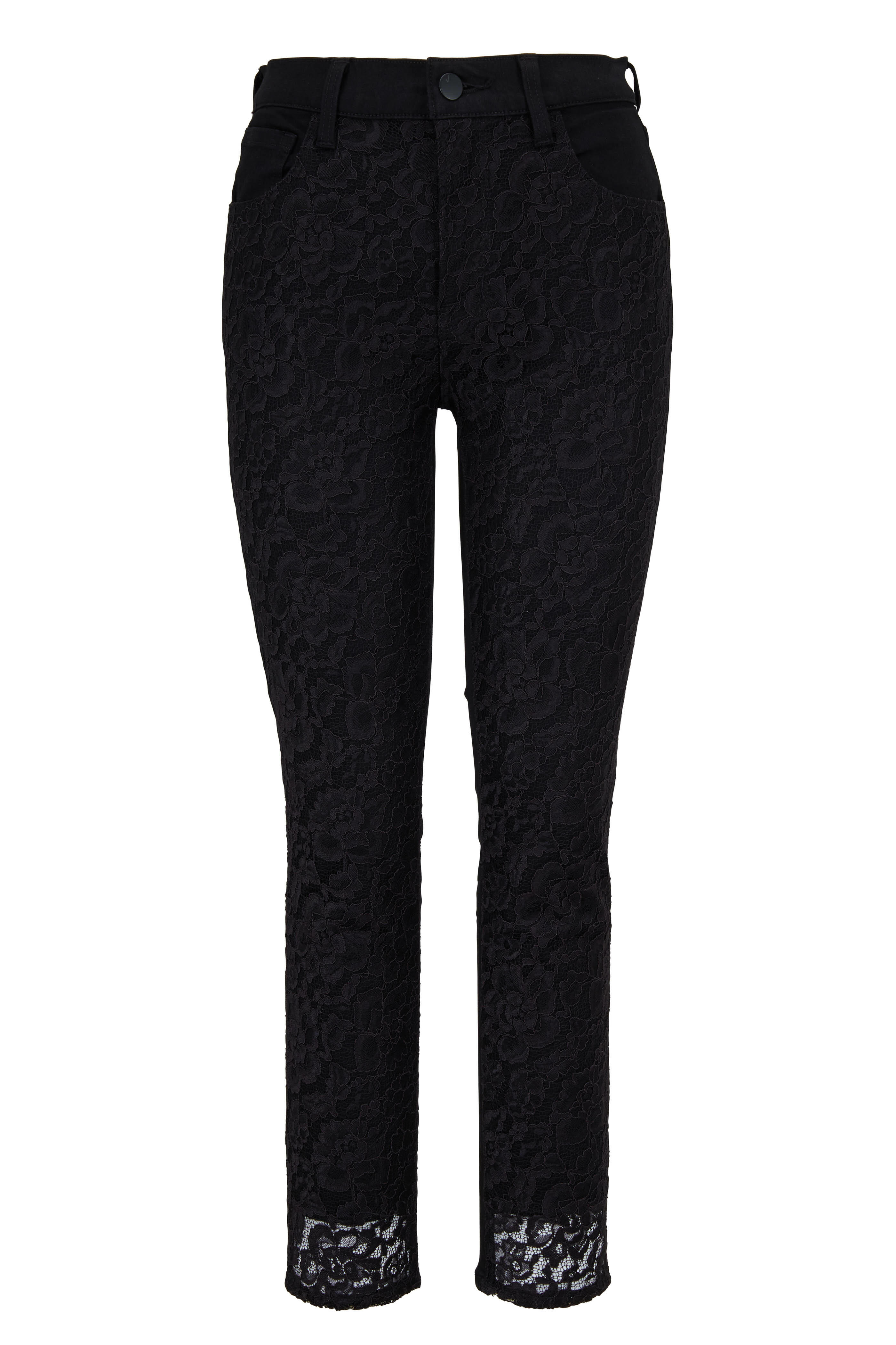 J Brand - Ruby Black Lace Front High-Rise Crop Jean