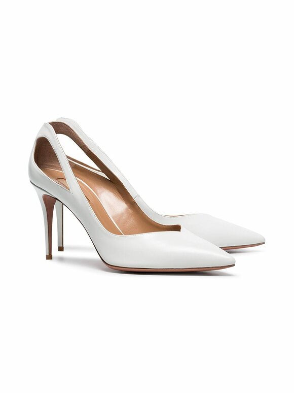 Aquazzura - Shiva White Leather Cut-Out Pump, 85mm