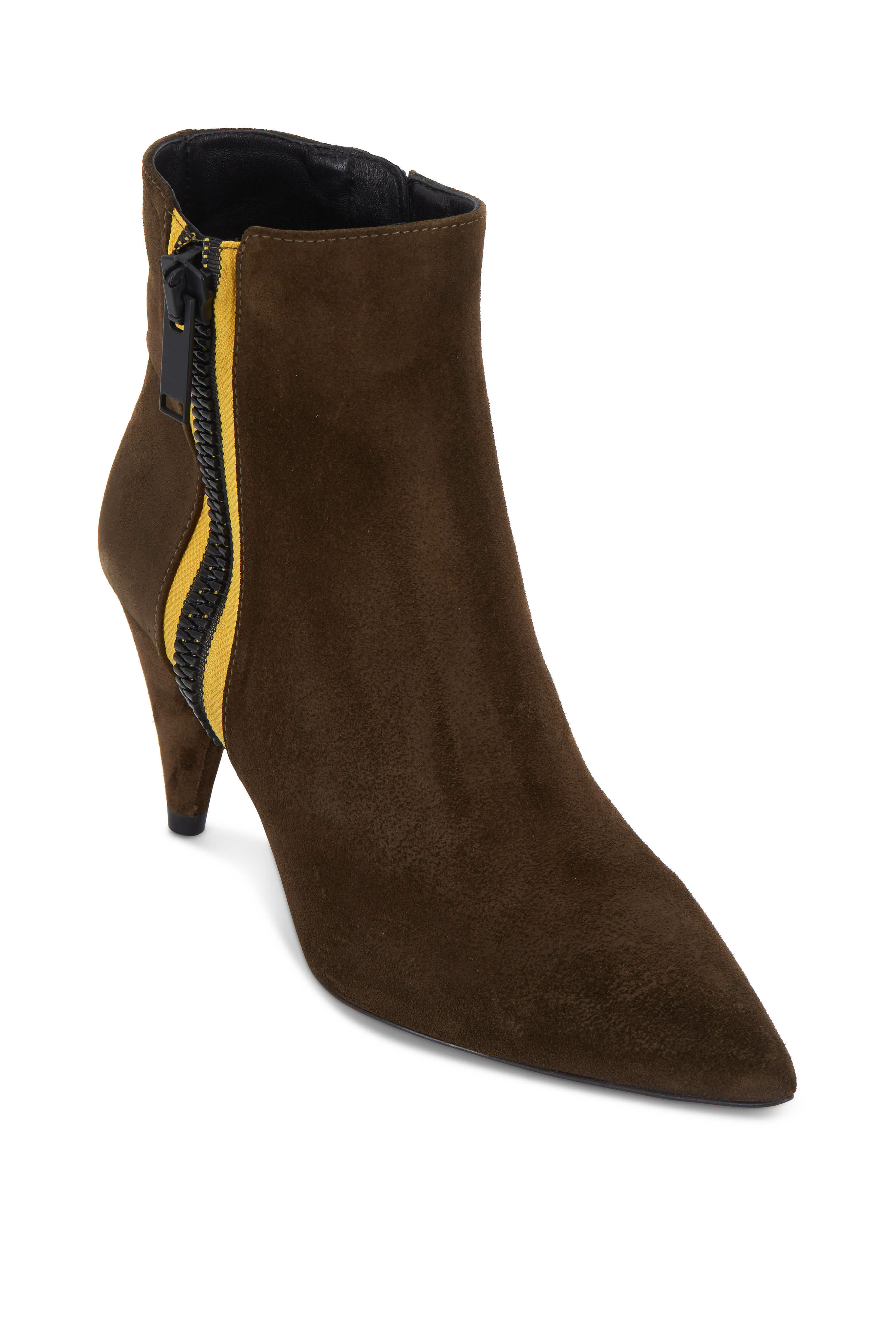 Veronica Beard - Roxie Military Green Suede Ankle Boot, 85mm