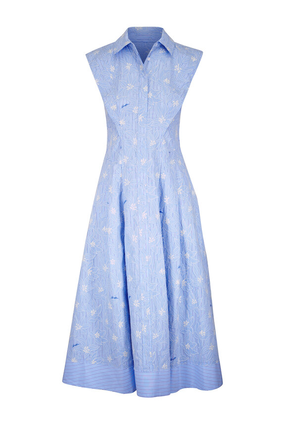 Simkhai Neri Periwinkle Blue Stripe Cotton Midi Dress - view 1