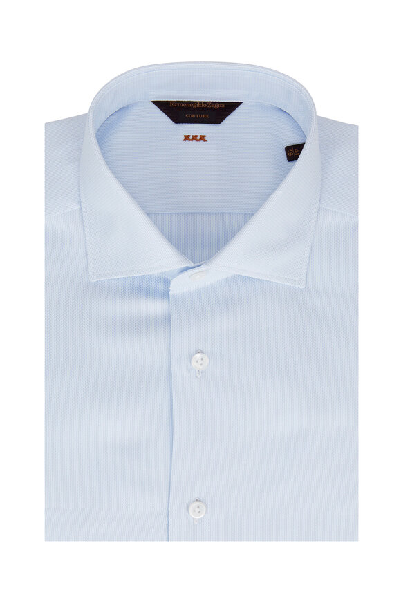 Zegna - Light Blue Textured Dress Shirt