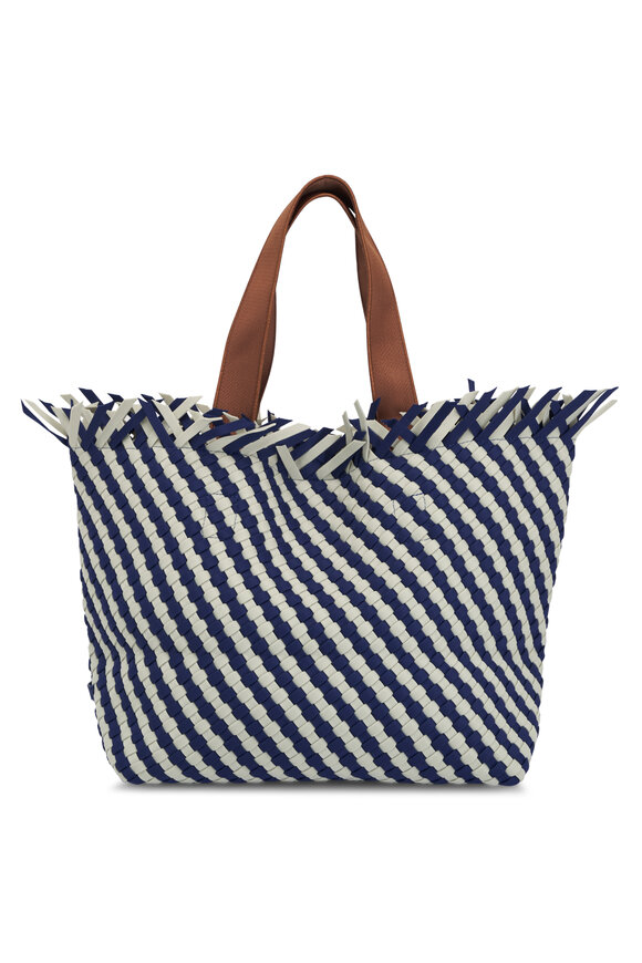 Naghedi Medium Havana Venice & Dove Stripe Tote 