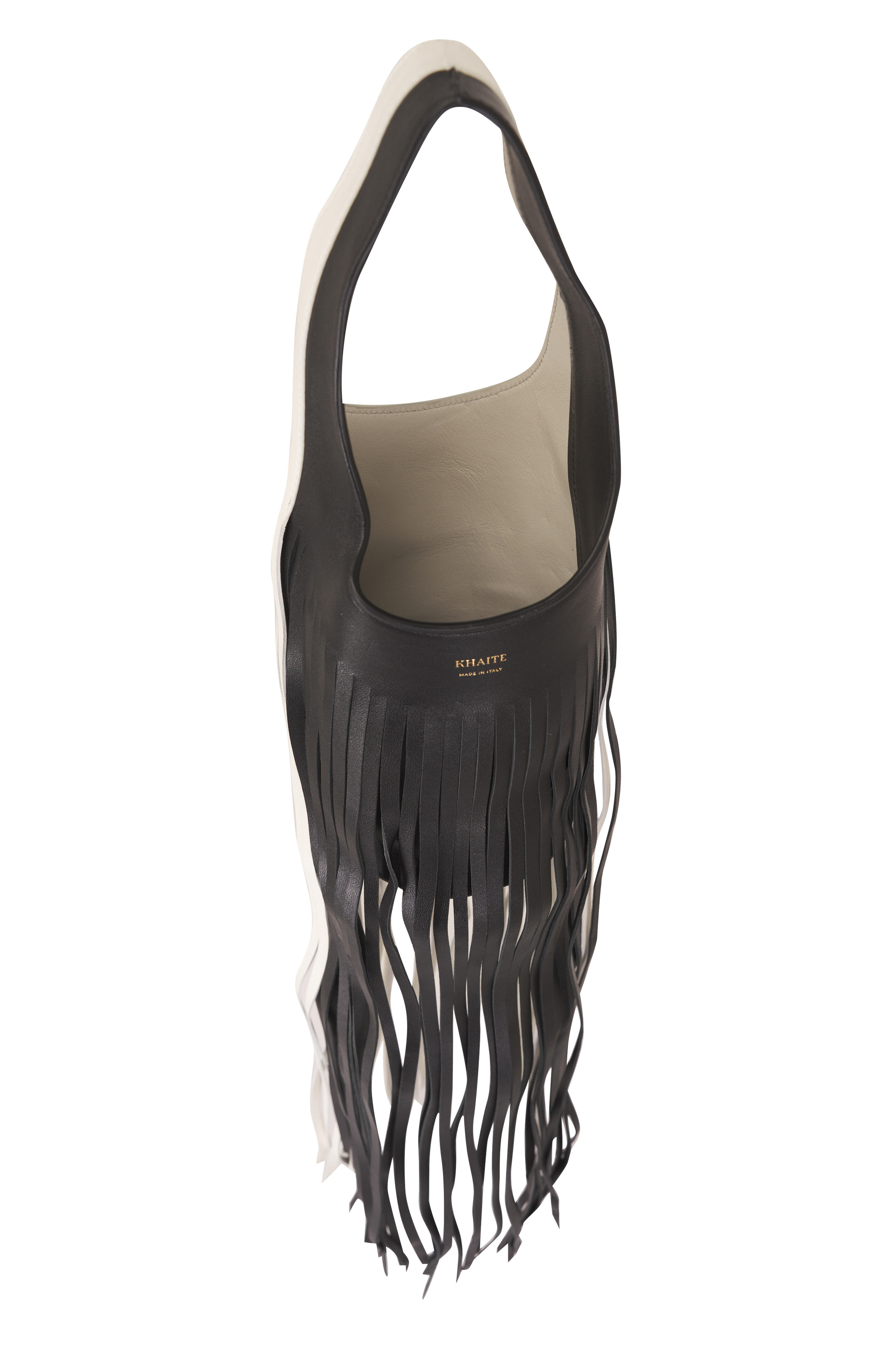 Khaite - Small Livia Black & White Fringe Leather Bag - view 5