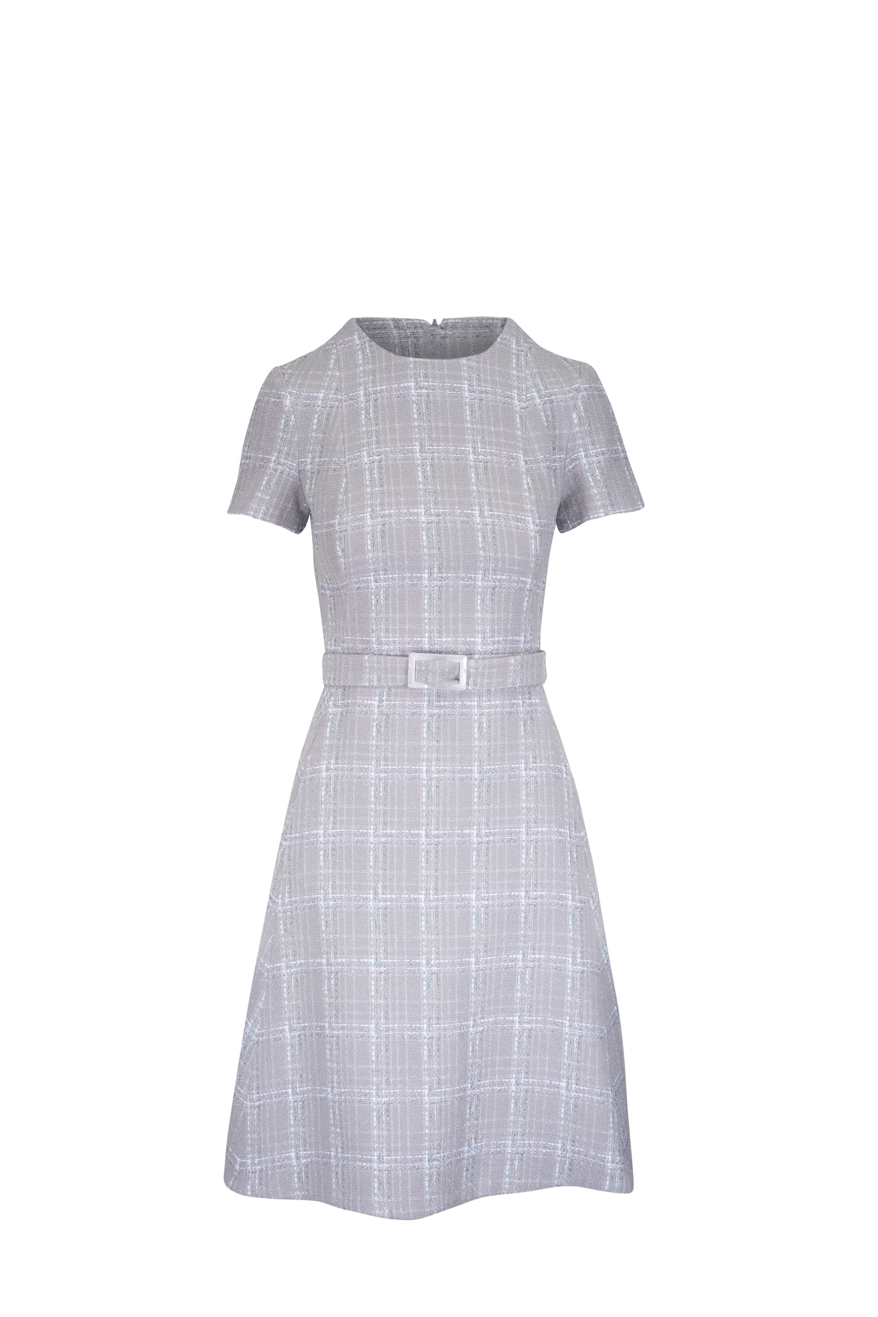 Kiton - Blue & Gray Plaid Tweed Mini Dress