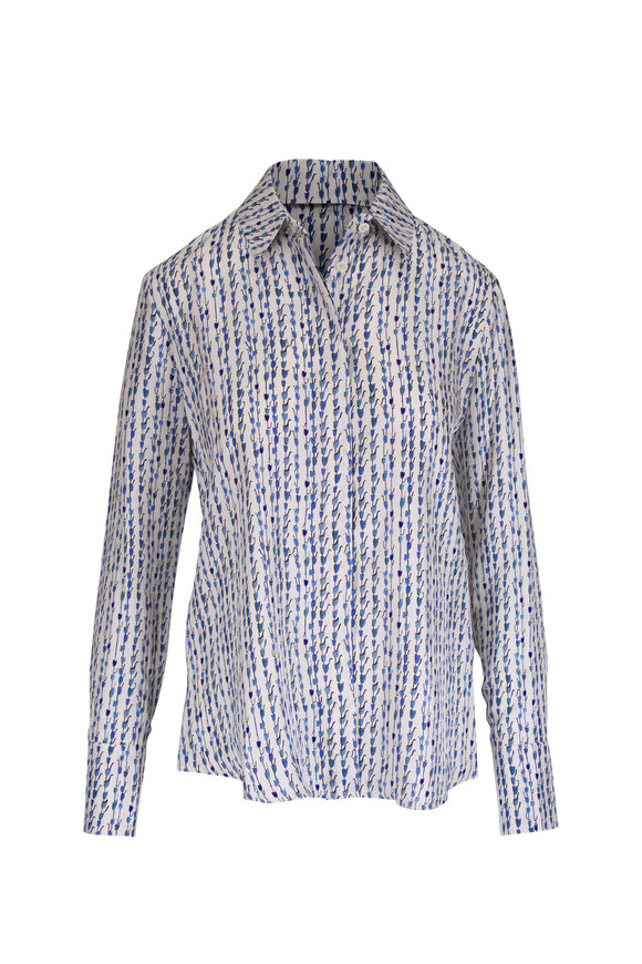 Altuzarra Chika Vapor Bluebell Printed Silk Blouse - view 1