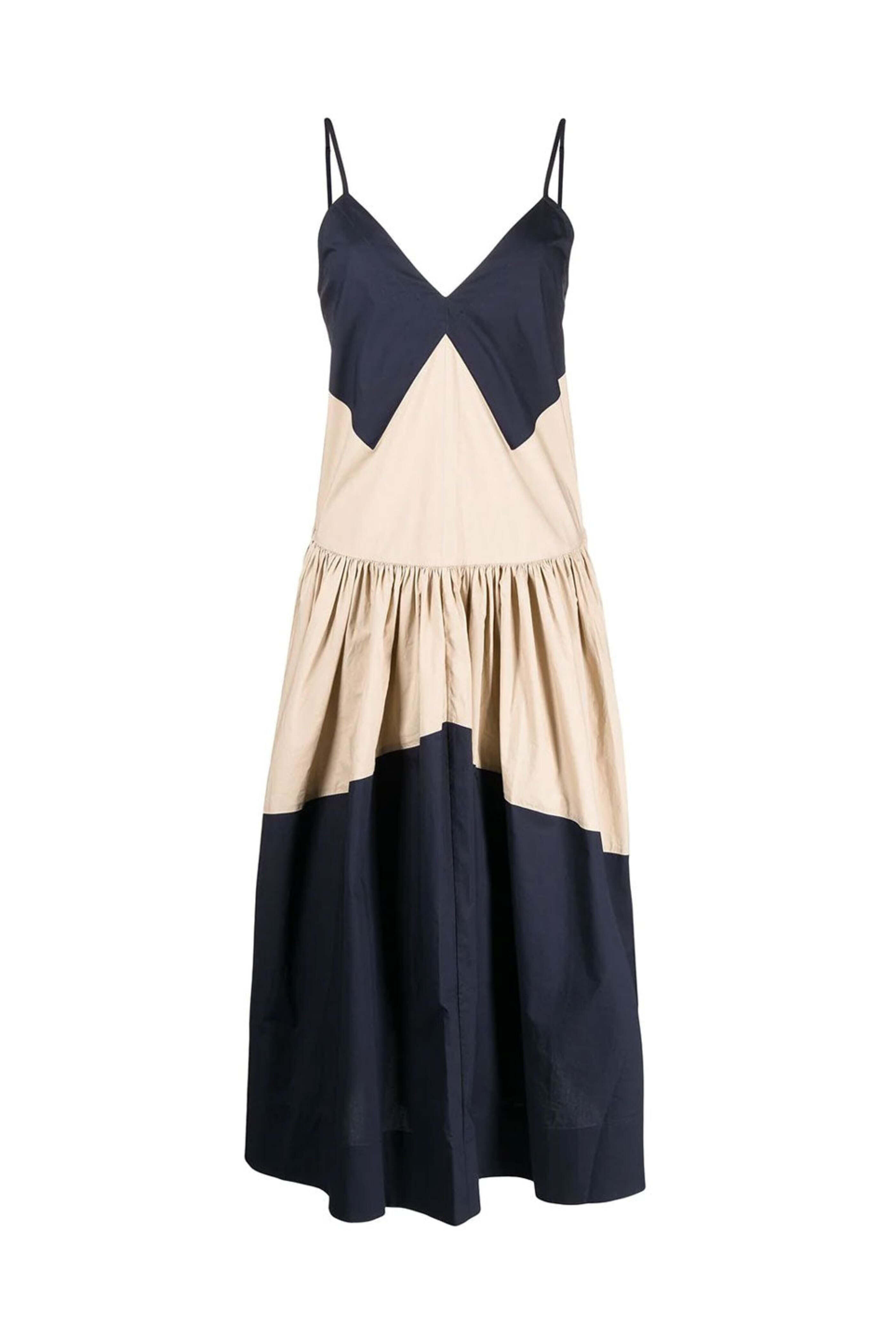 Lee Mathews - Navy Sand Elsie Bicolor Midi Cami Dress
