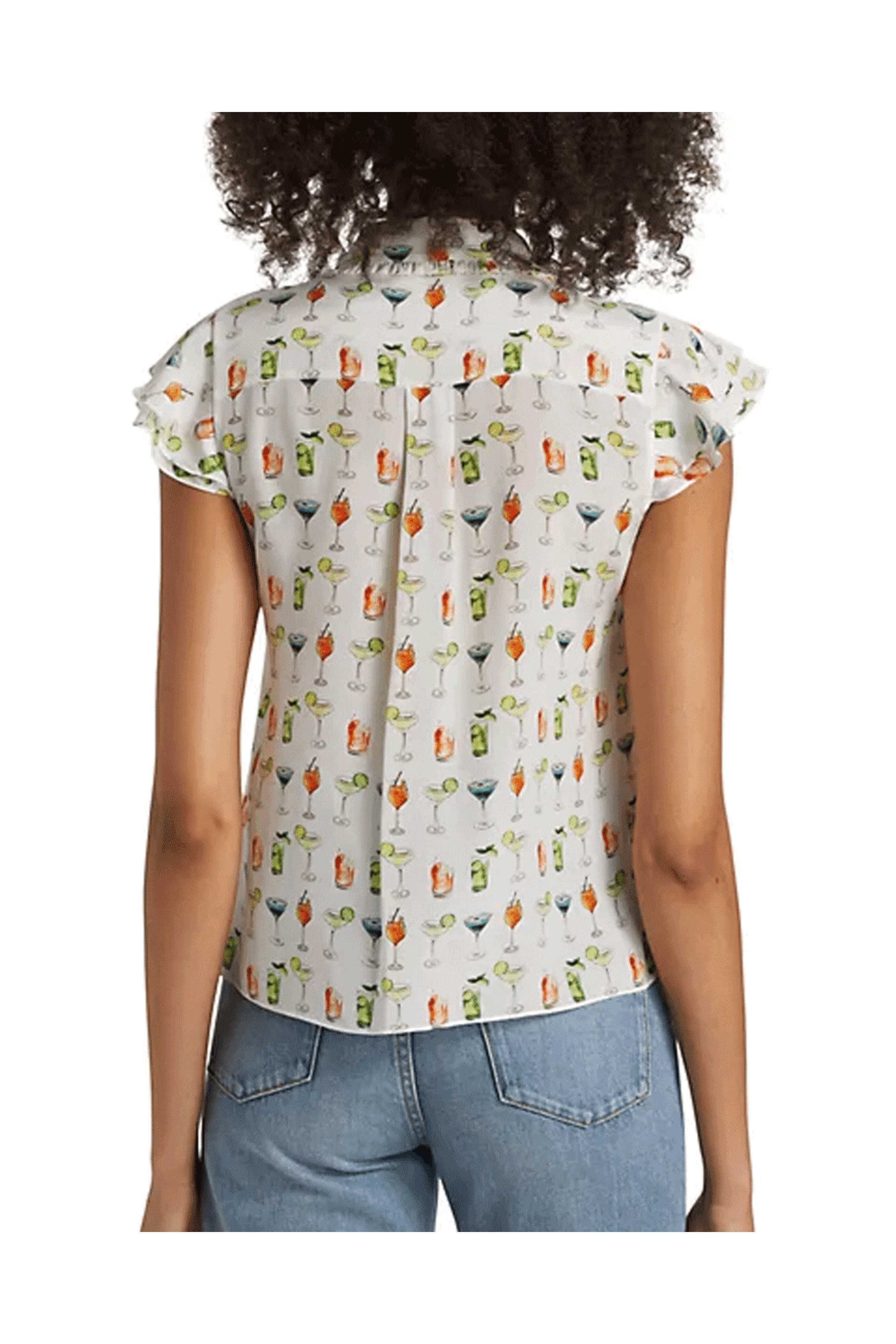 Alice & Olivia - Off White Martel Flutter Sleeve Blouse