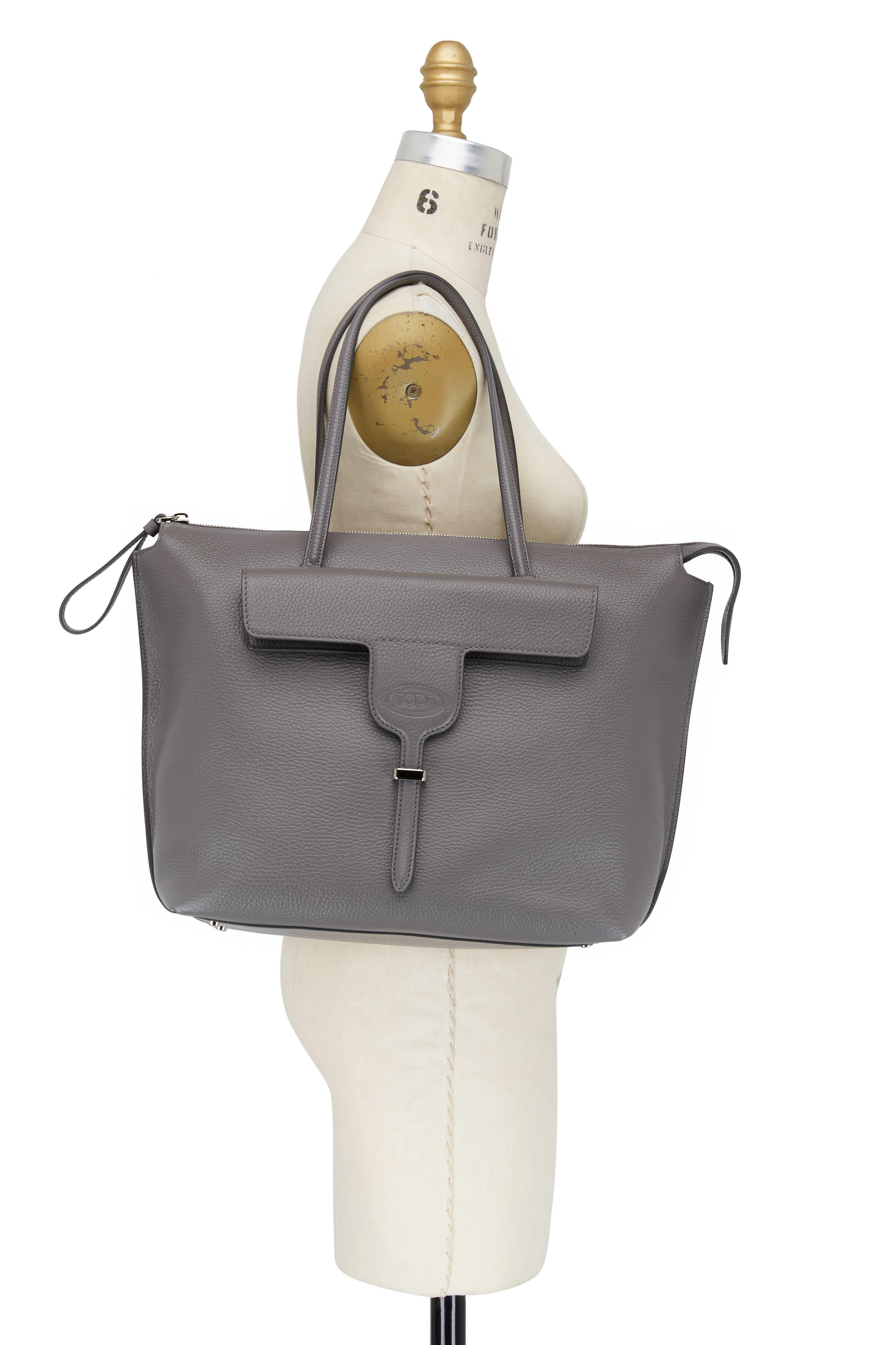 Tod's - New Joy Dark Gray Front Flap Medium Tote