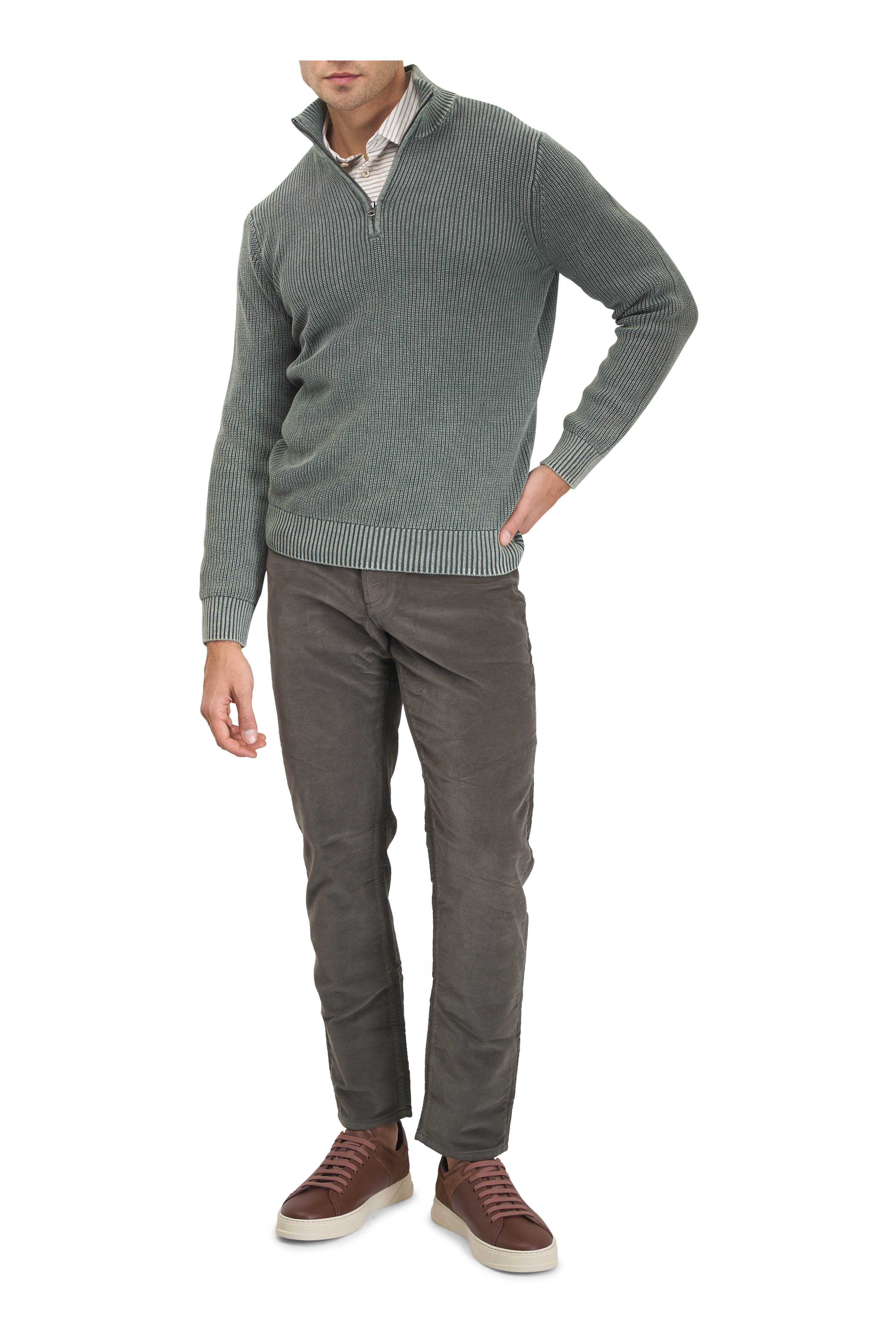 Faherty Brand - Sunwashed Mountain Olive Quarter Zip Pullover