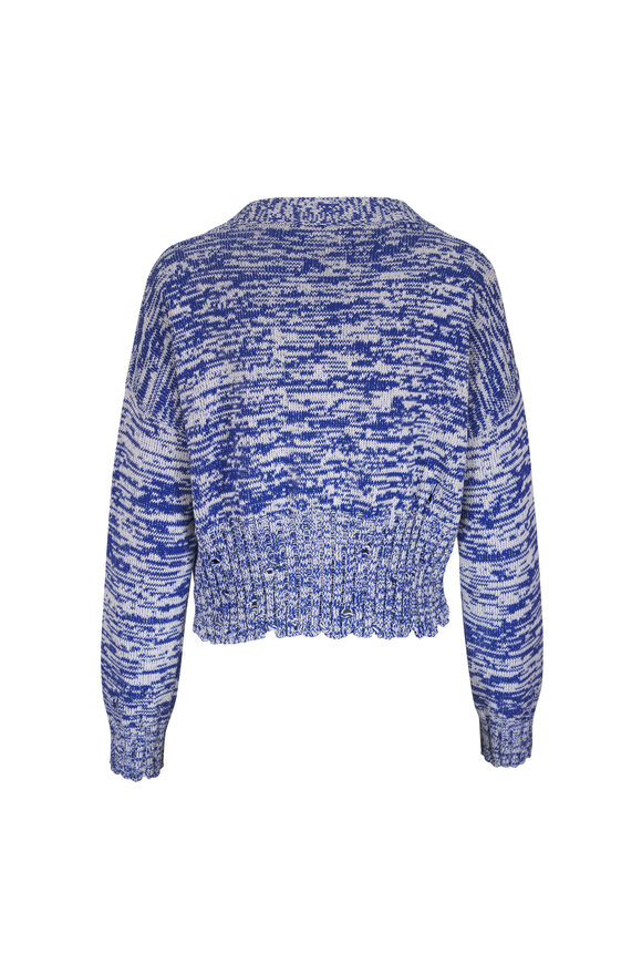 Marni Orion Blue & White Cropped Distressed Cardigan - view 4