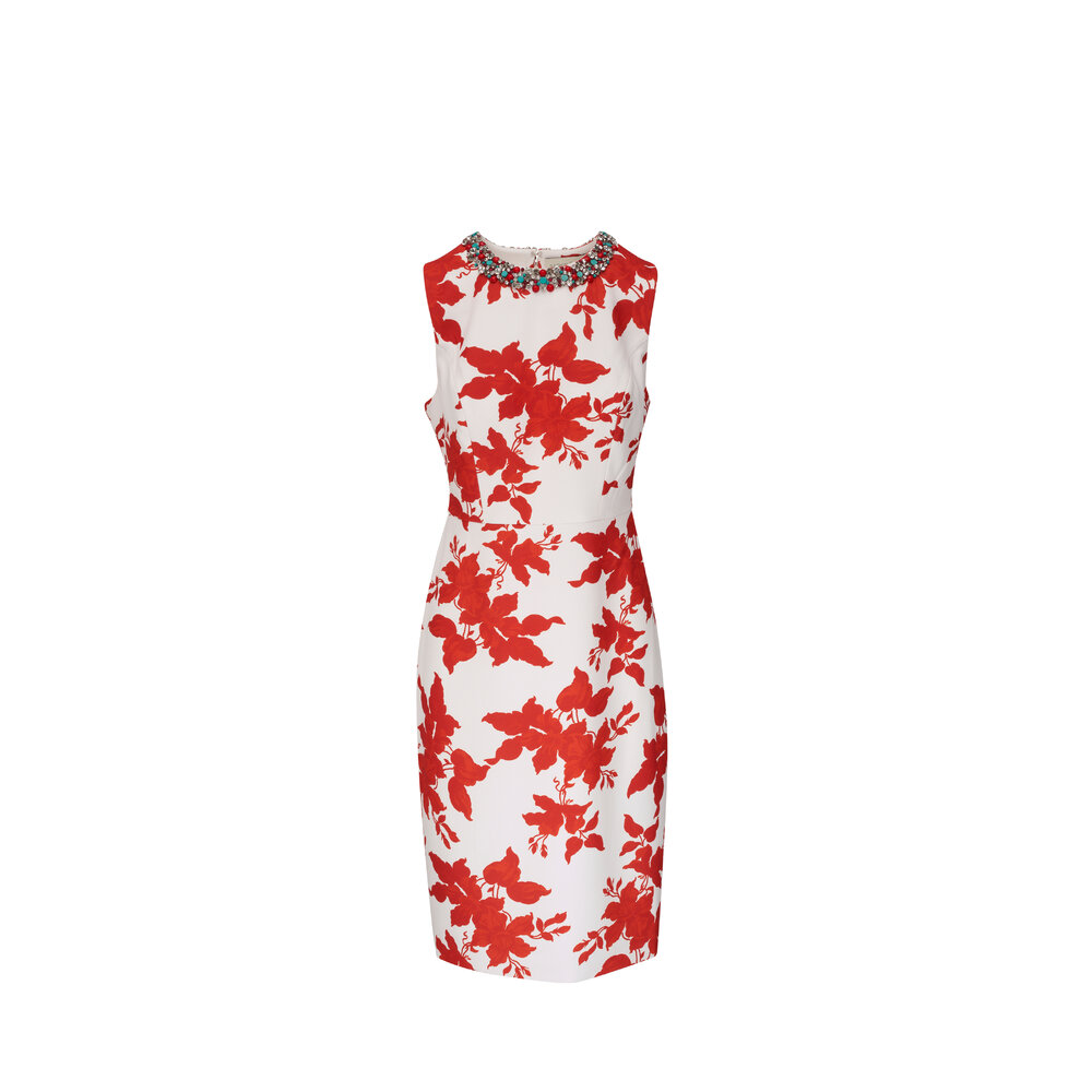 Sachin + Babi - Anna Coral Narcissus Floral Print Sheath Dress