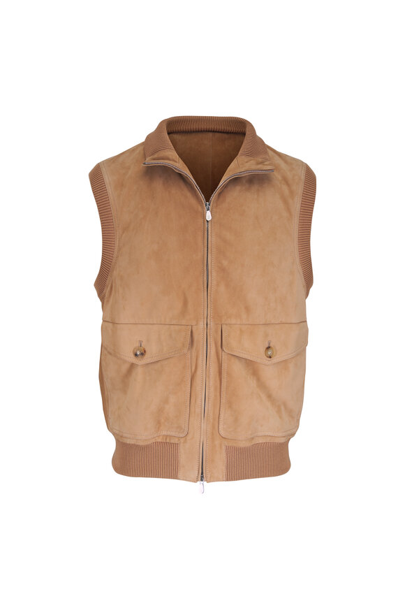 Brunello Cucinelli Camel Suede Vest - view 1