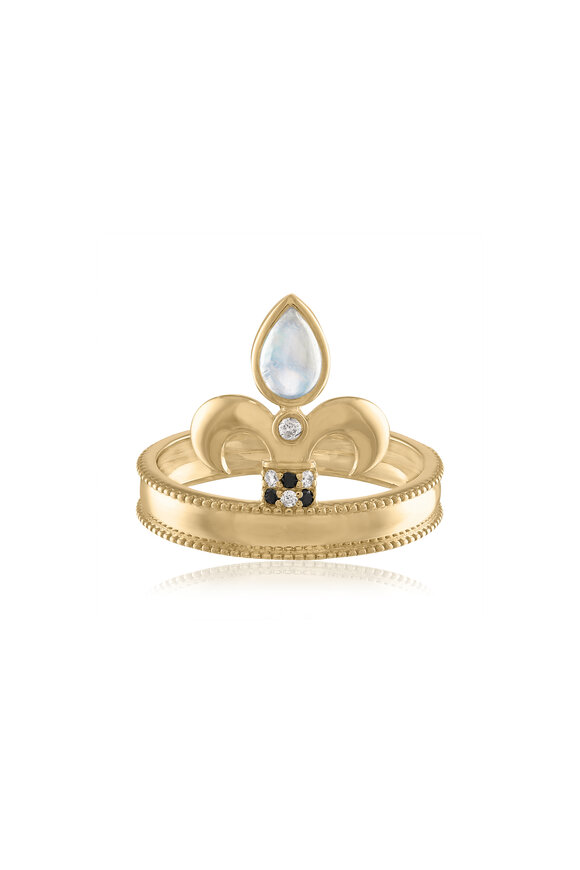 Loriann 14k Yellow Gold Diamond Fleur De Lis Ring