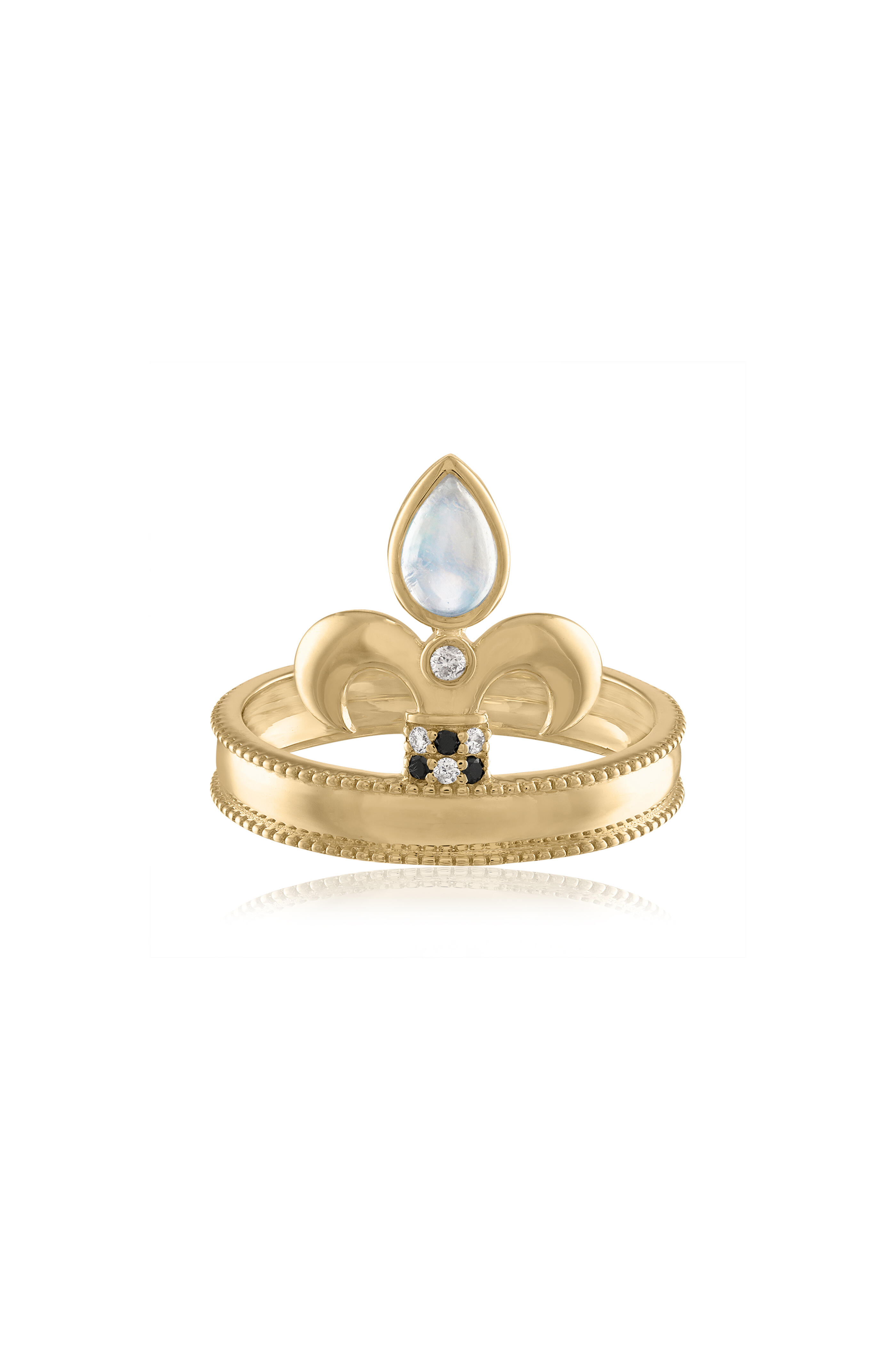 Loriann - 14k Yellow Gold Diamond Fleur De Lis Ring