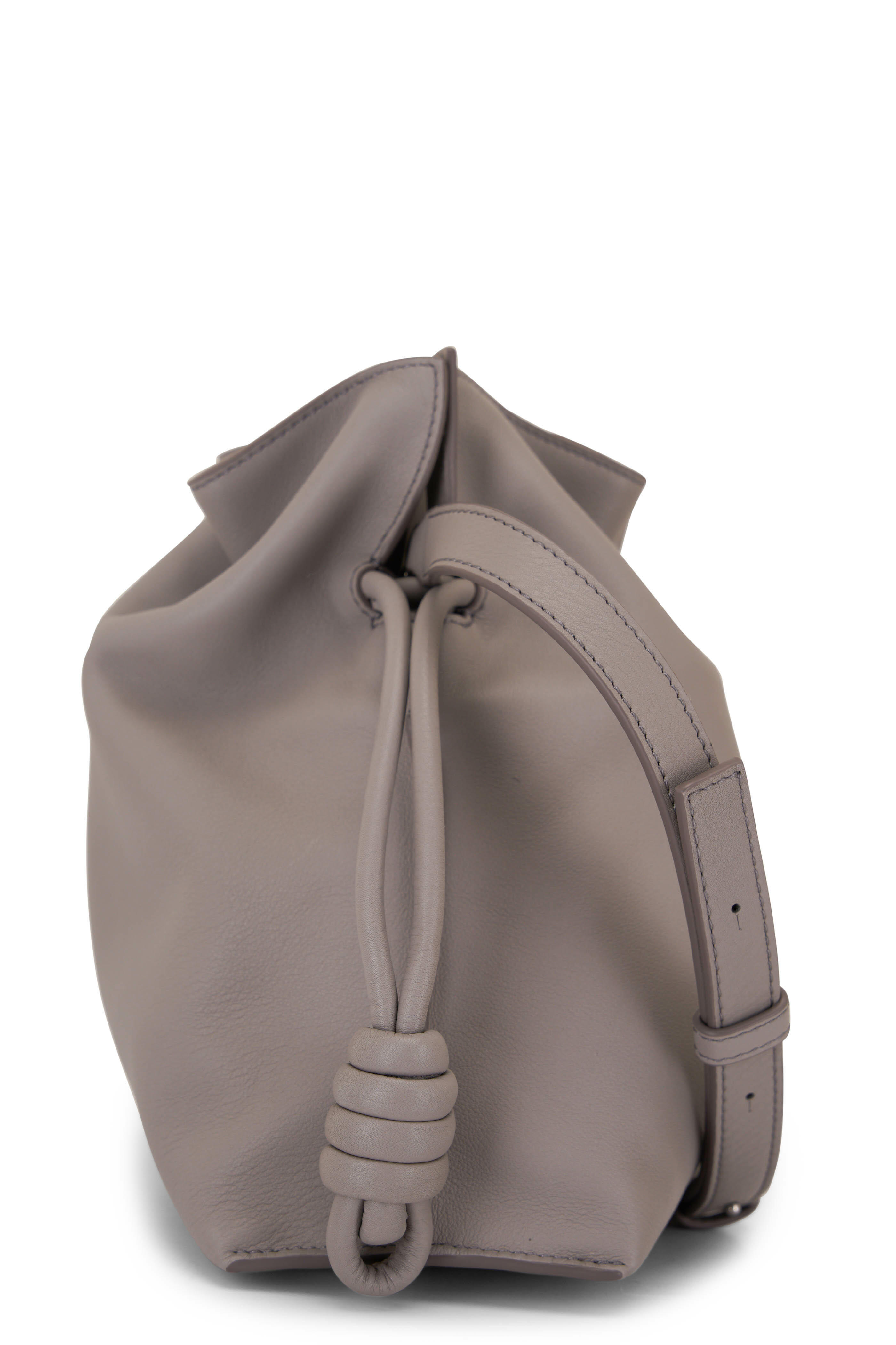 Loewe - Medium Flamenco Pearl Gray Leather Clutch