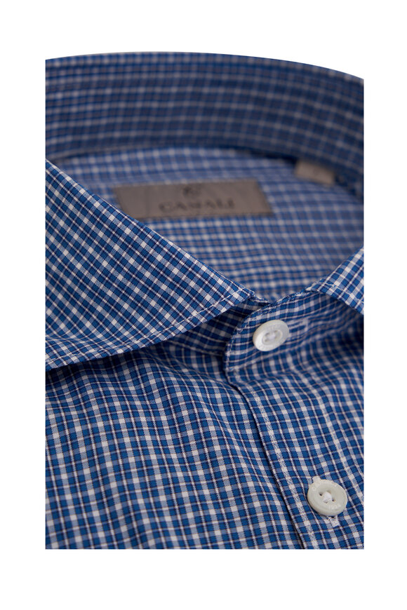 Canali - Blue & White Check Cotton Sport Shirt 