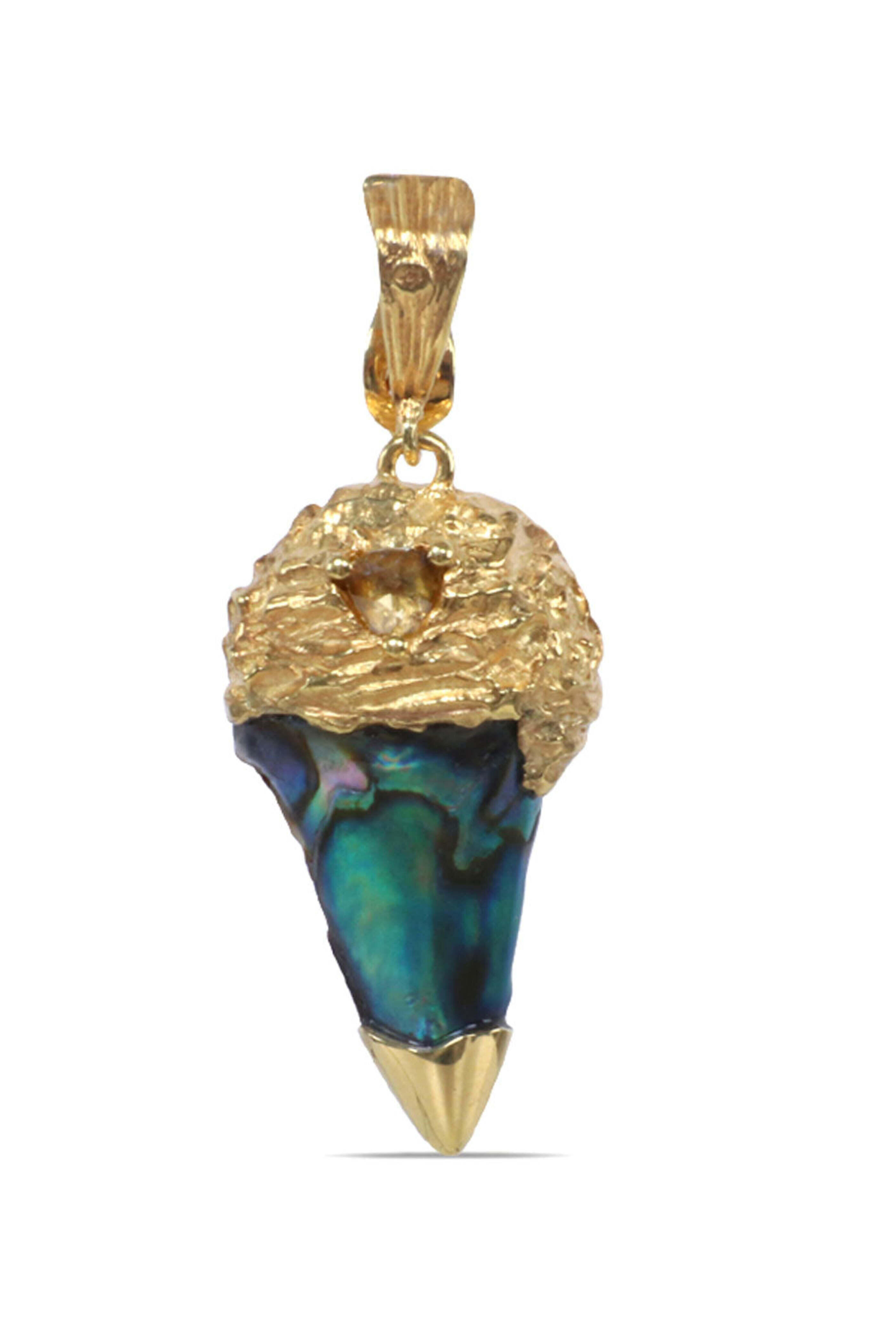 K. Brunini Jewels - Faint Yellow Diamond and Abalone Pearl Pendant