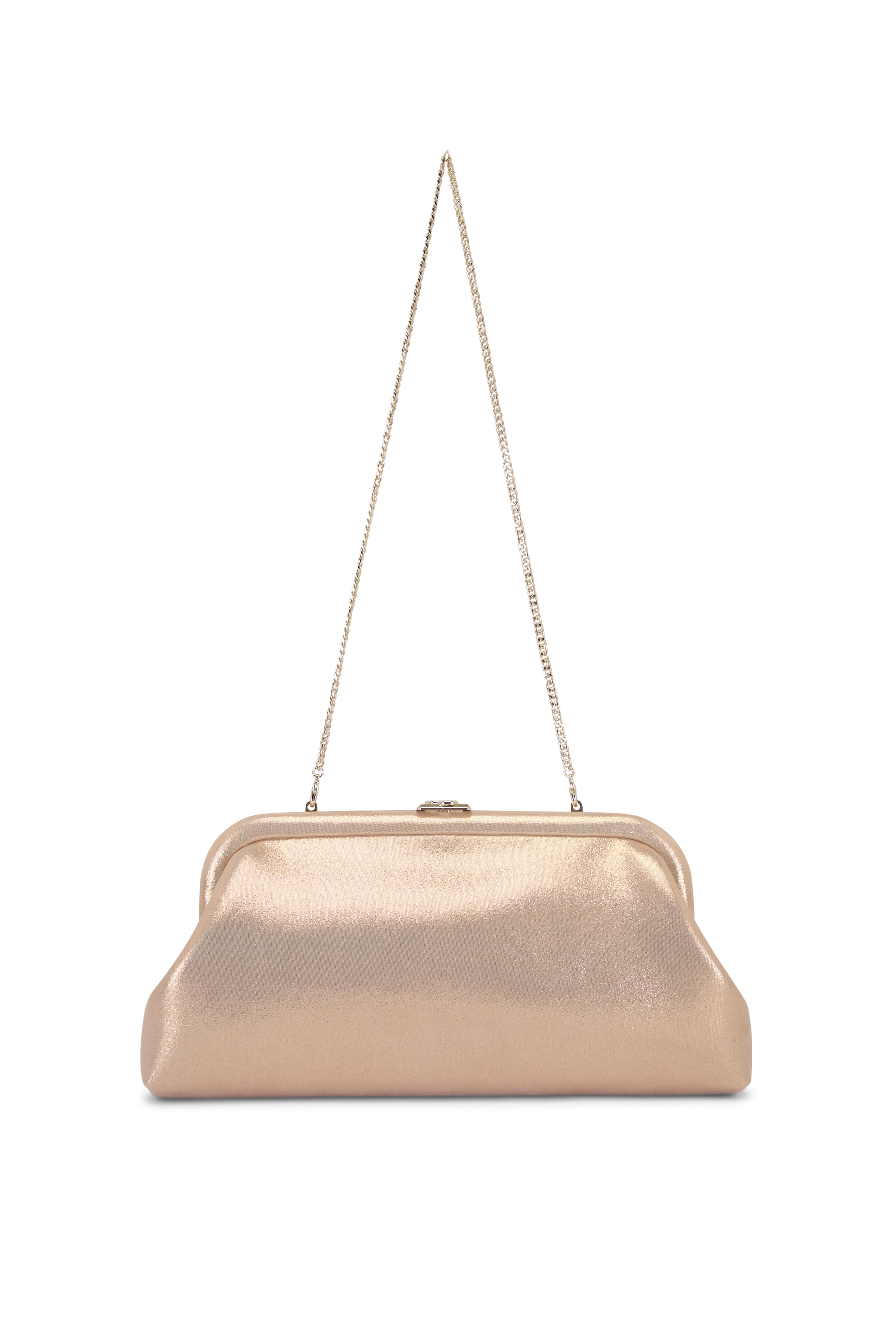 Jimmy Choo - Skylar Light Gold Shimmer Suede Clutch