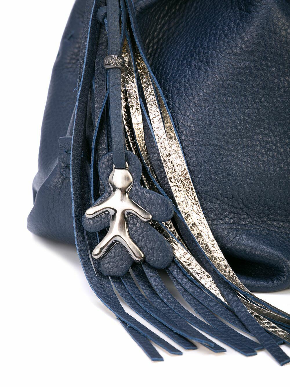 Henry Beguelin - Navy Grained Leather Small Hobo Bucket Bag