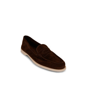 John Lobb - Pace Dark Brown Suede Loafer | Mitchell Stores