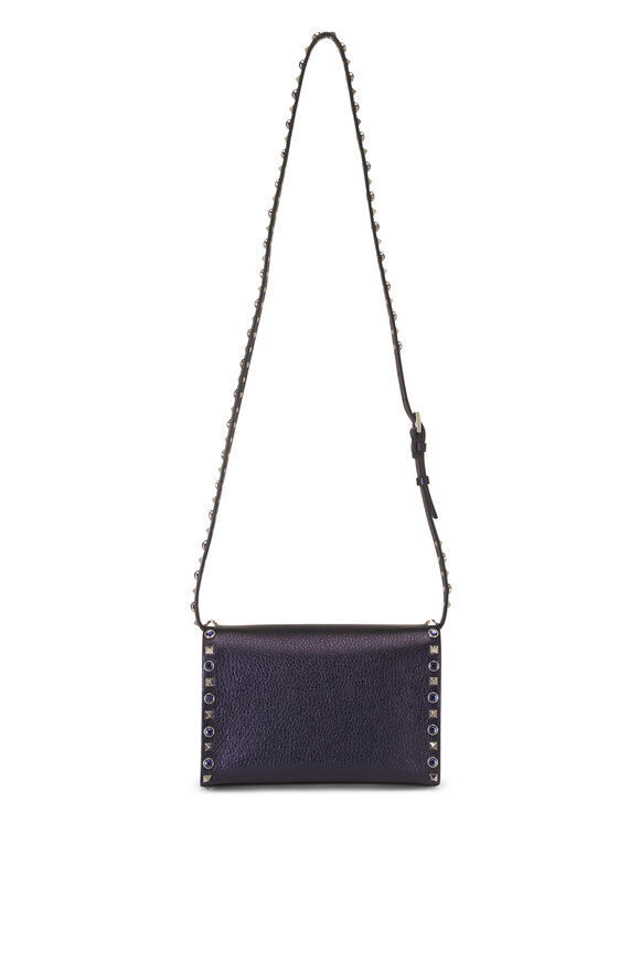 Valentino Garavani Small Indigo Rockstud Leather Shoulder Bag - view 3