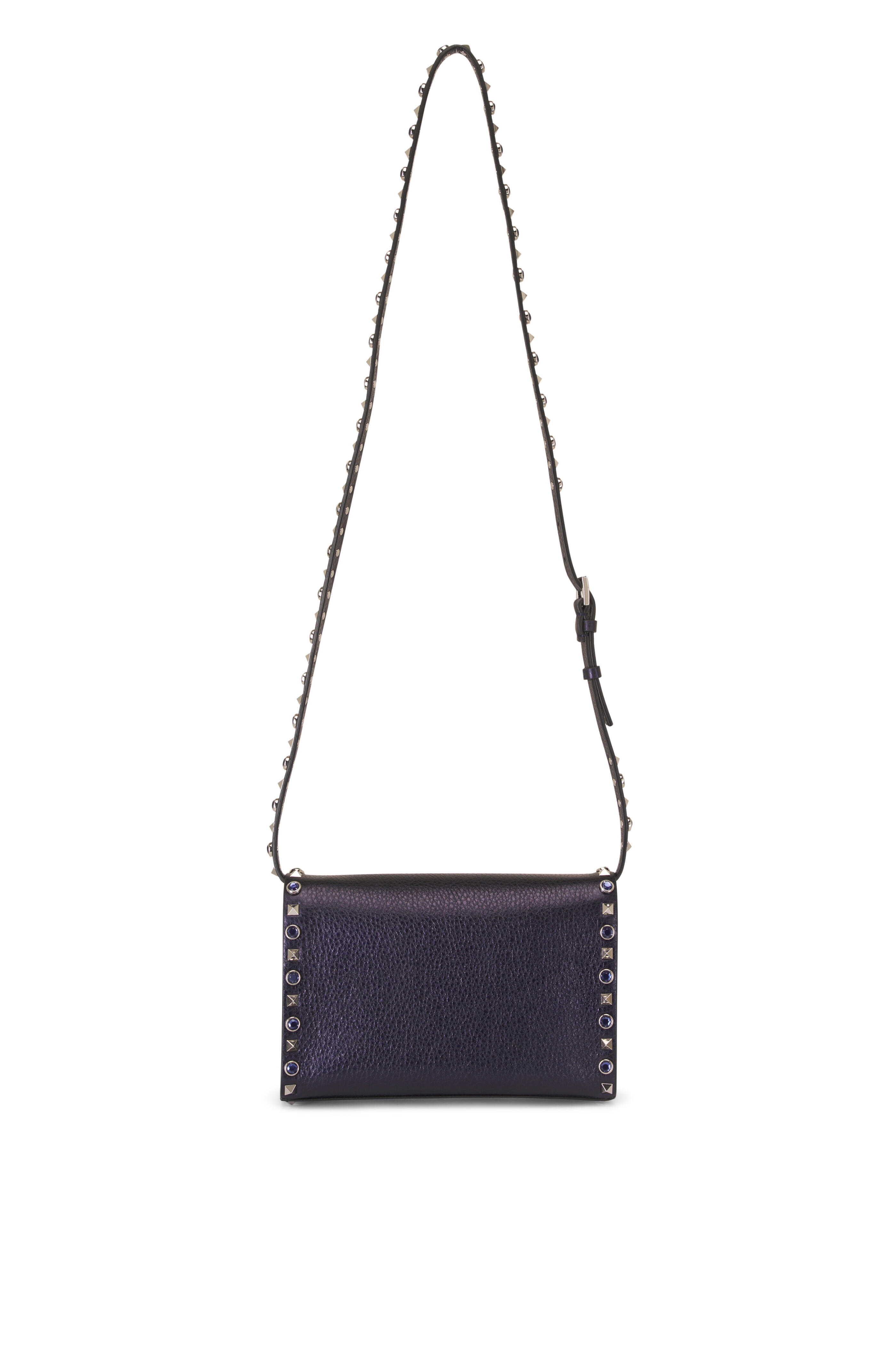 Valentino Garavani - Small Indigo Rockstud Leather Shoulder Bag