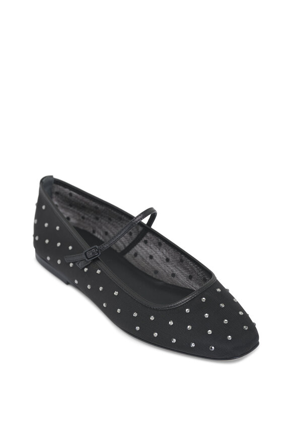 Veronica Beard Ellie Black Crystal Mesh Flat 