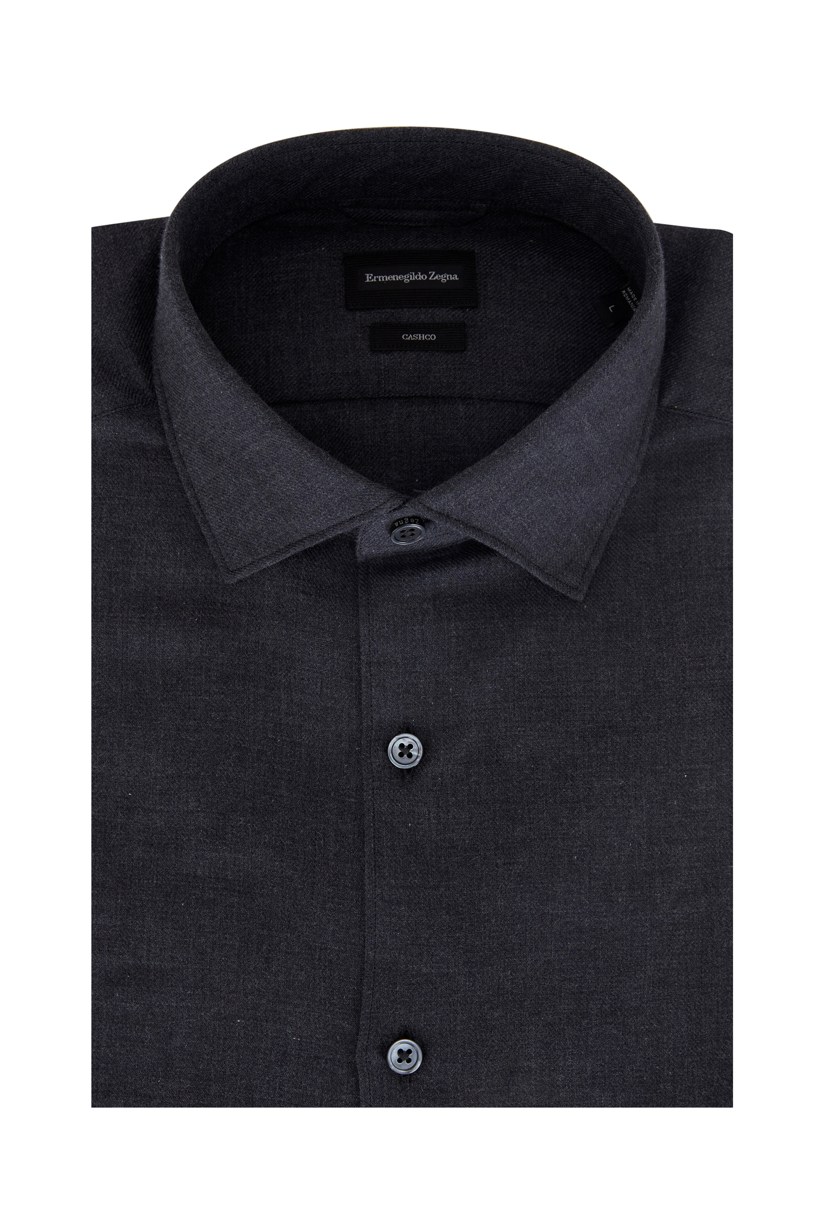 Zegna - Charcoal Gray Cashco Sport Shirt | Mitchell Stores