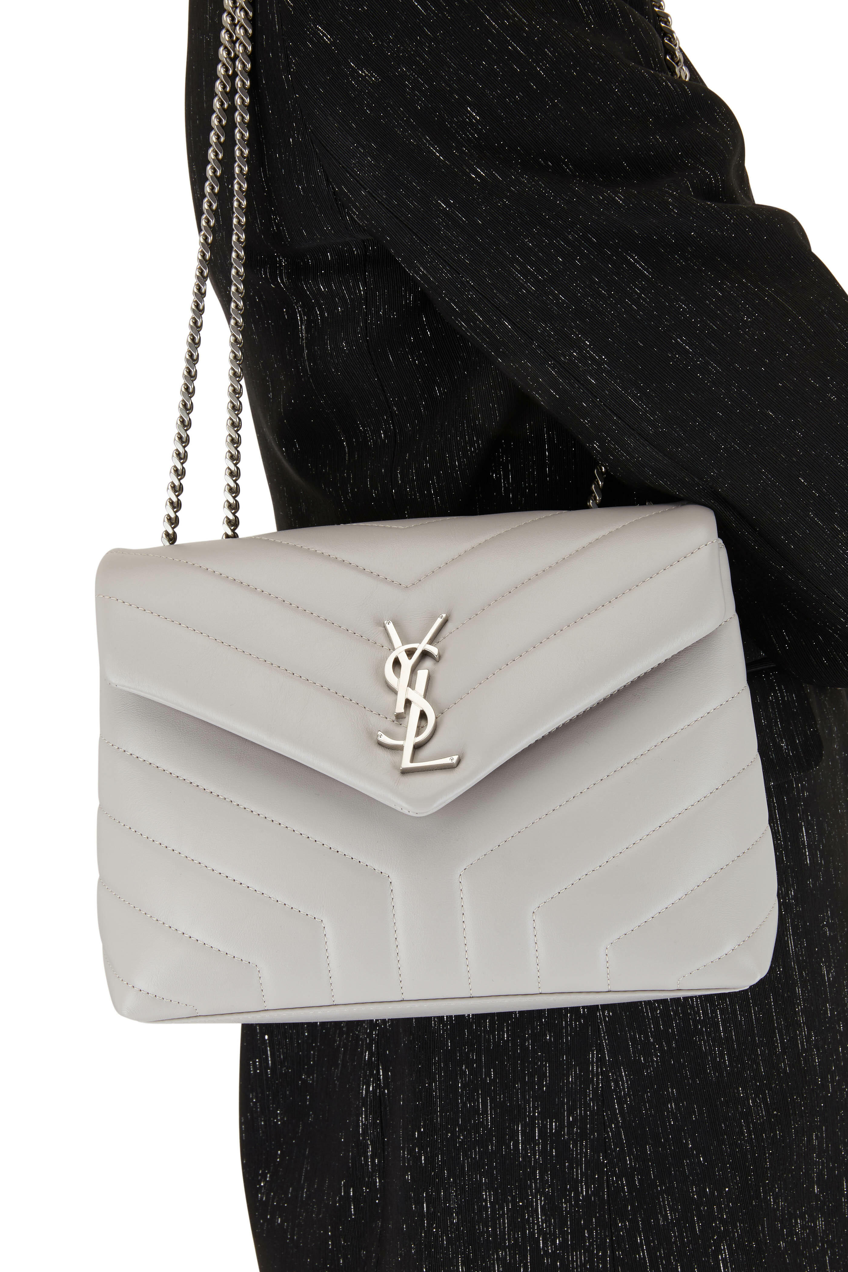 Saint Laurent - Loulou Monogram Granite Quilted Small Shoulder Bag