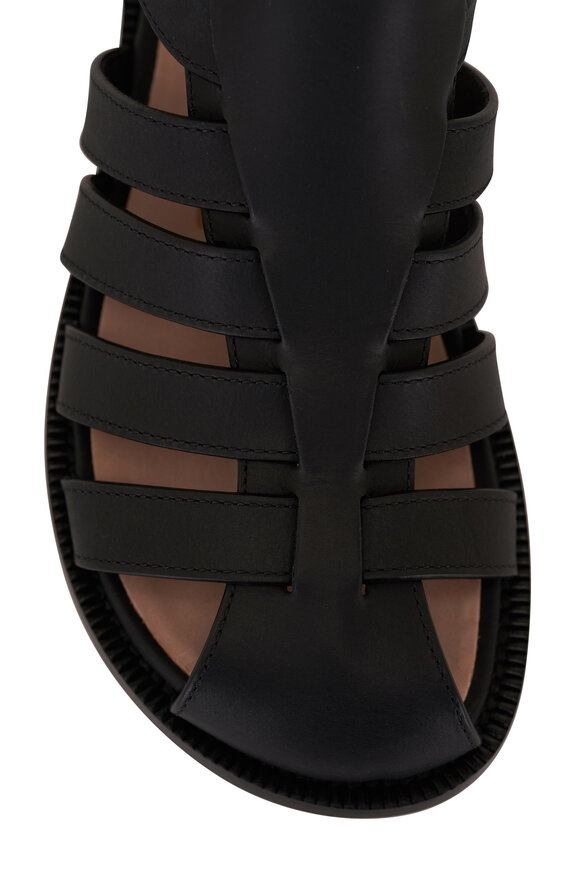 Loewe - Campo Black Leather Caged Sandal 