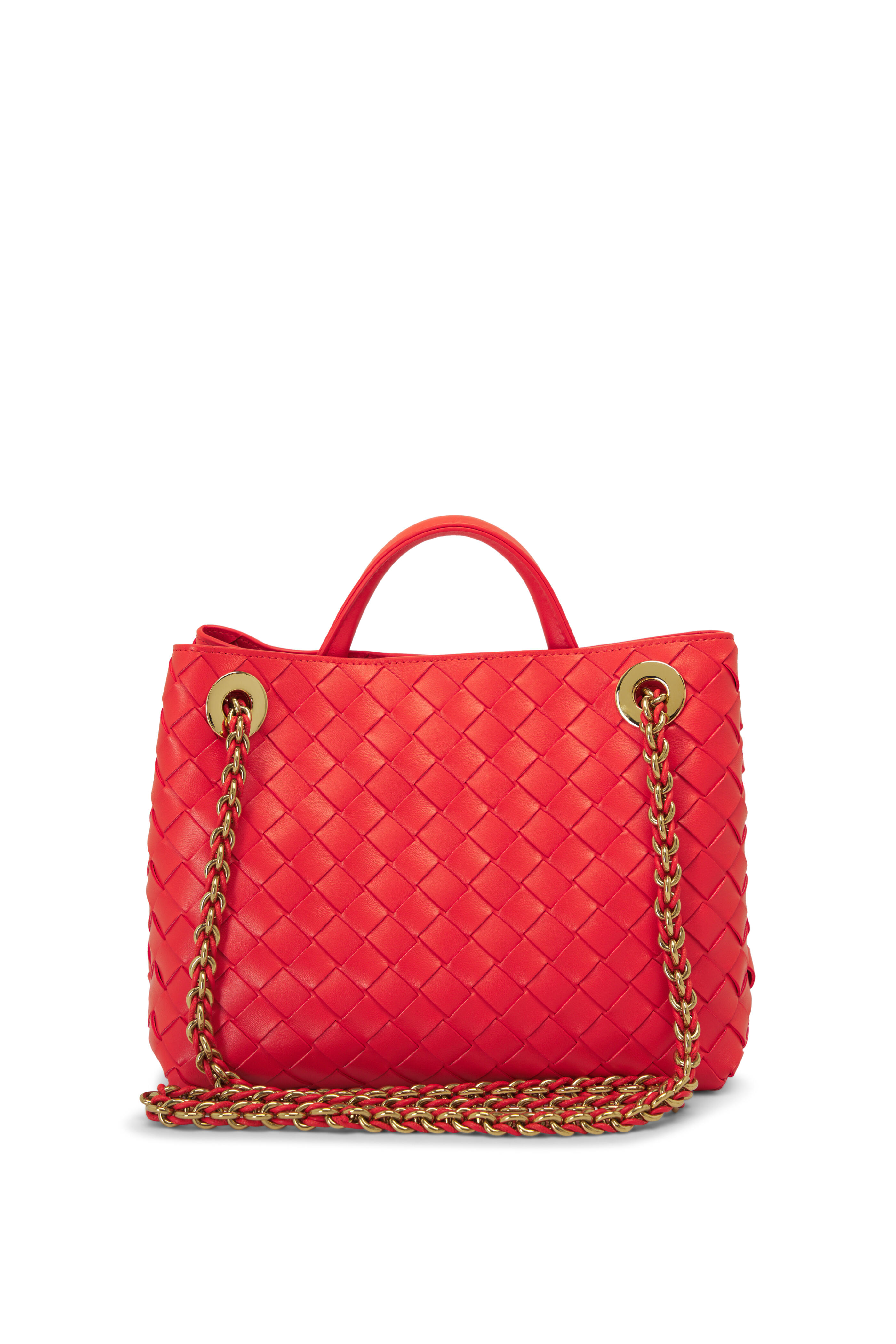 Bottega Veneta - Small Andiamo Orange Leather Chain Shoulder Bag