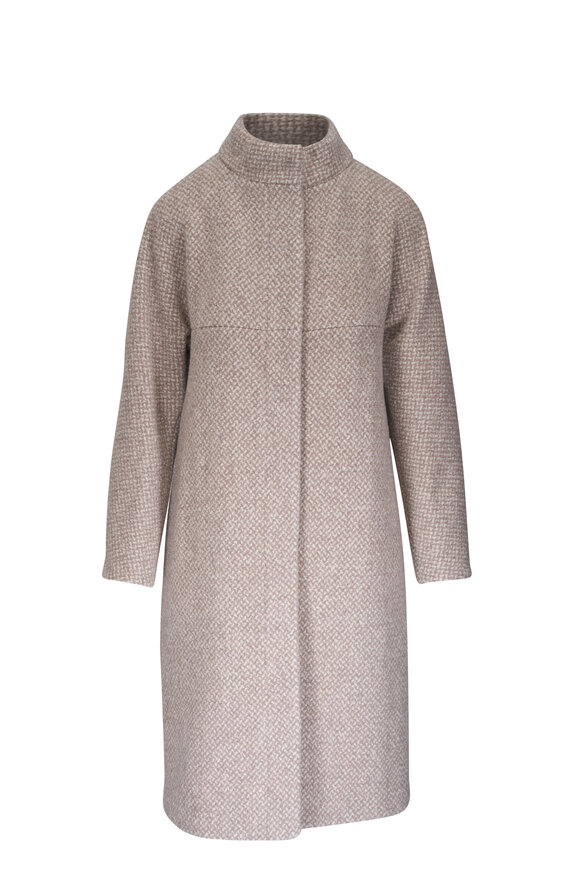 Lafayette 148 New York - Concrete Wool & Cashmere Bouclé Funnel Collar Coat