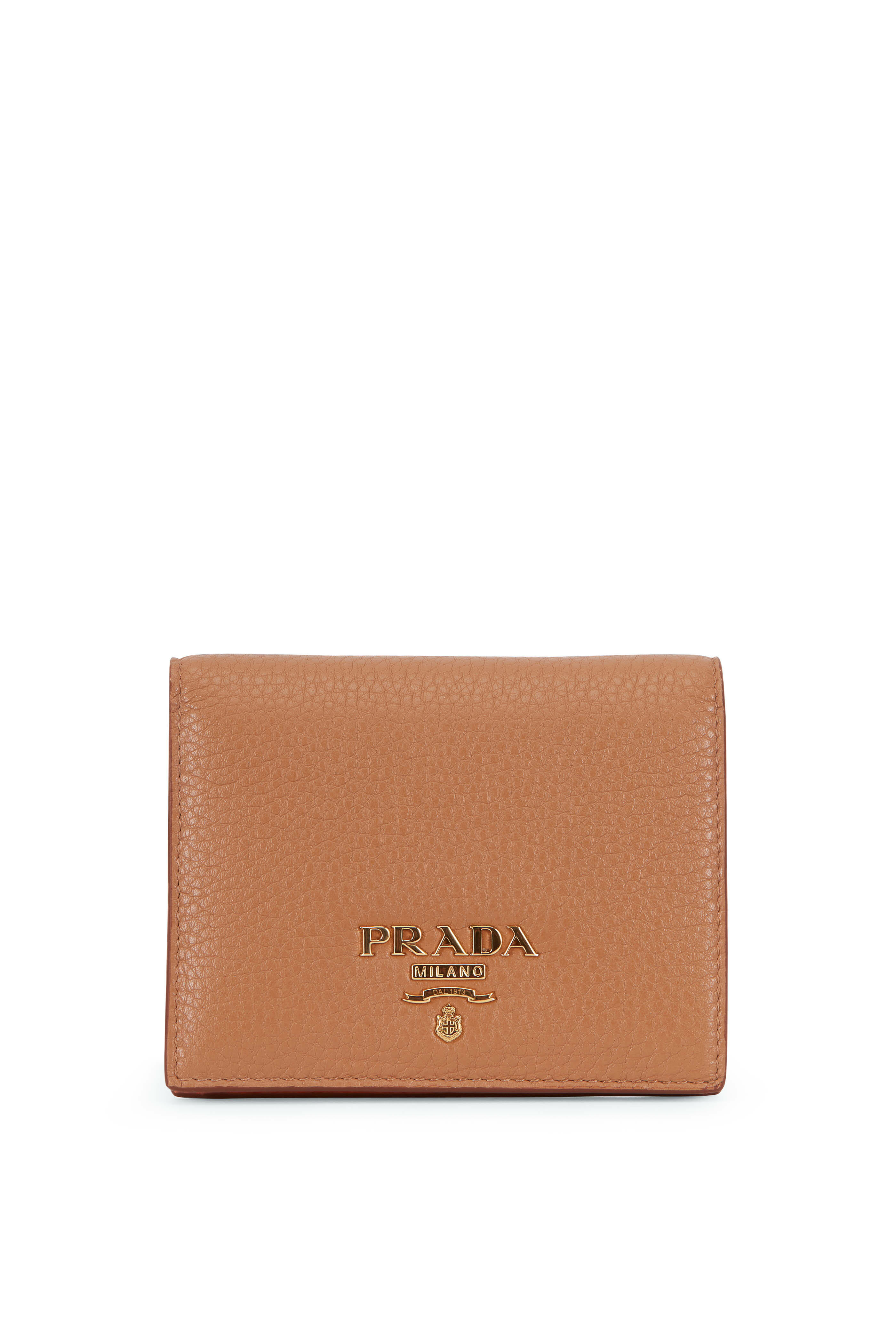 Prada - Caramel Grained Leather Small Fold-Over Wallet