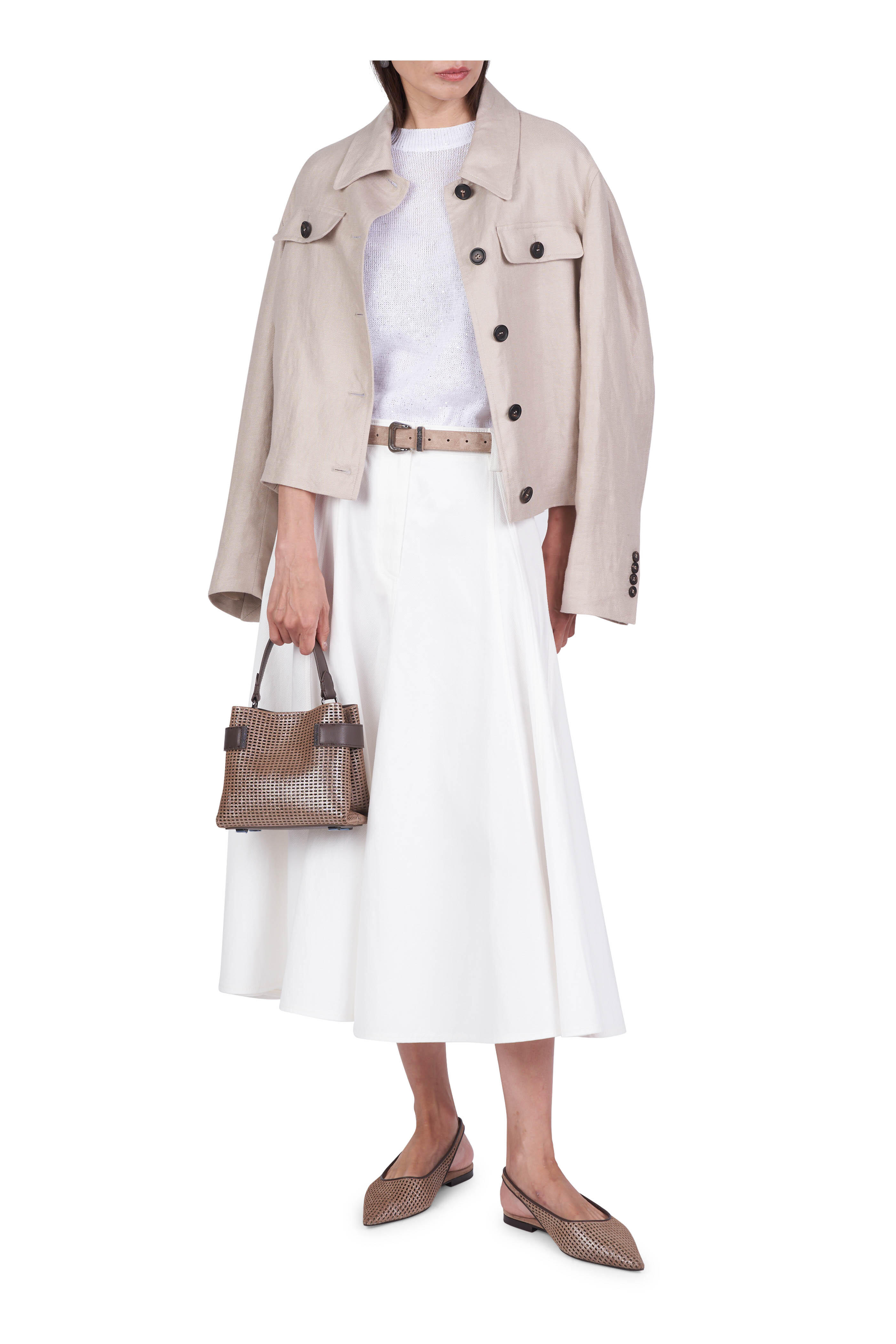 Brunello Cucinelli - Natural Paper Twill Circle Skirt