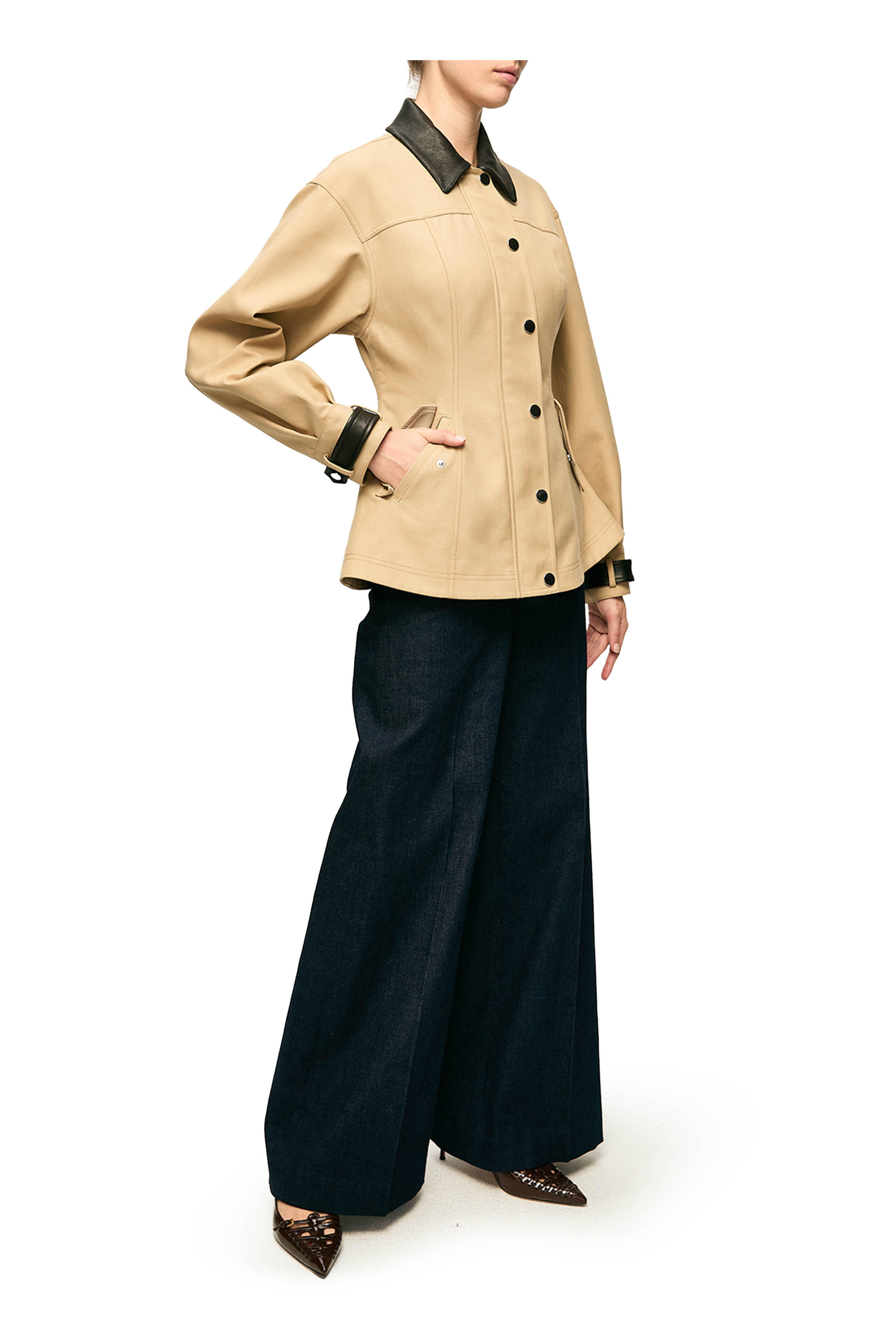 Veronica Beard - Talla Sand Cotton Water-Repellent Peplum Jacket