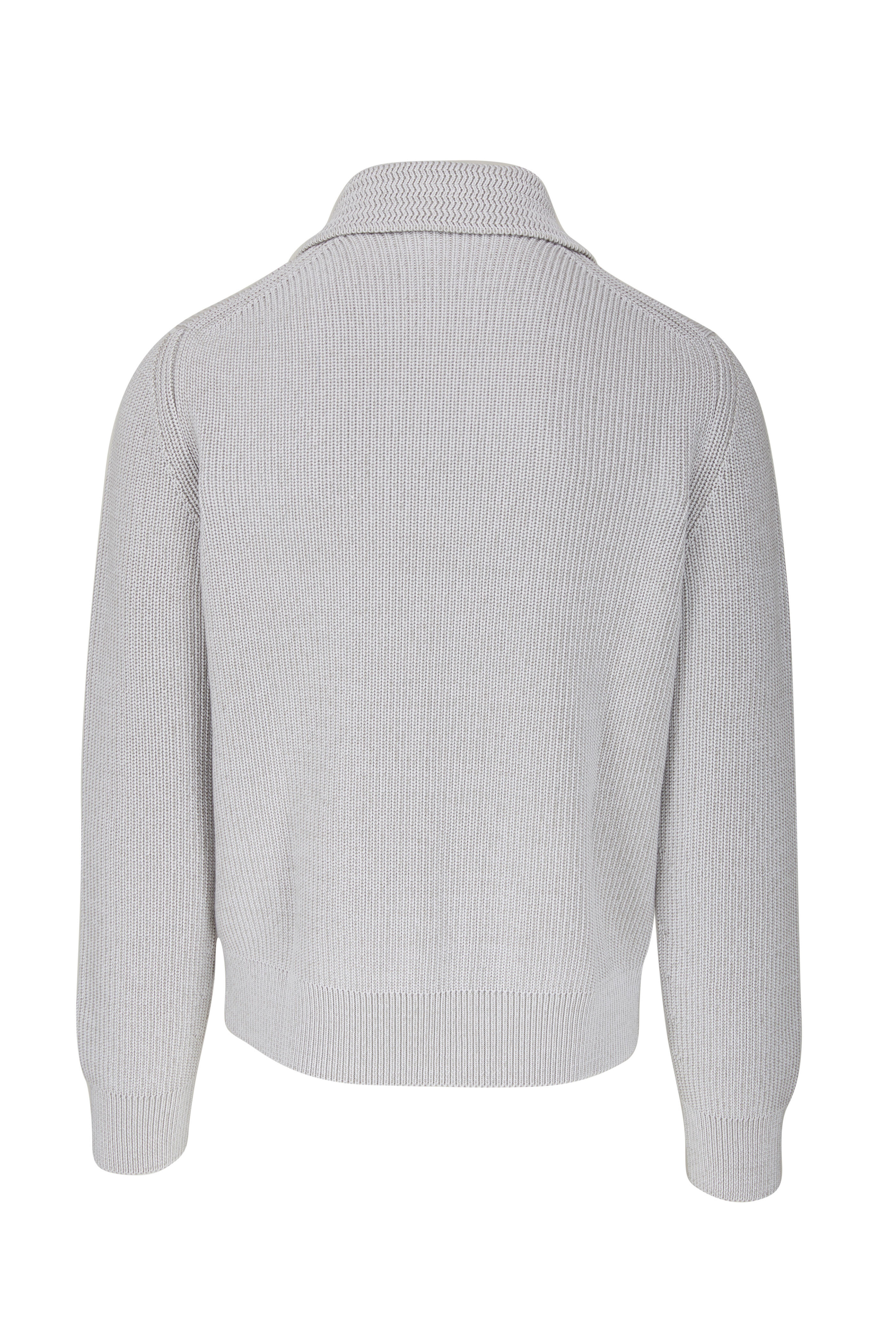 Zegna - Gray Cotton & Silk Cardigan ` | Mitchell Stores