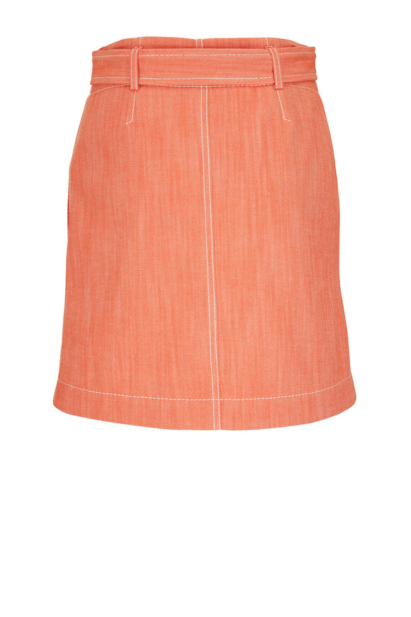 Akris Punto - Coral Stretch Cotton A-Line Mini Skirt