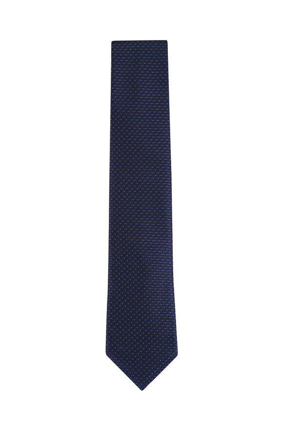 Brioni Navy Woven Silk Necktie - view 1