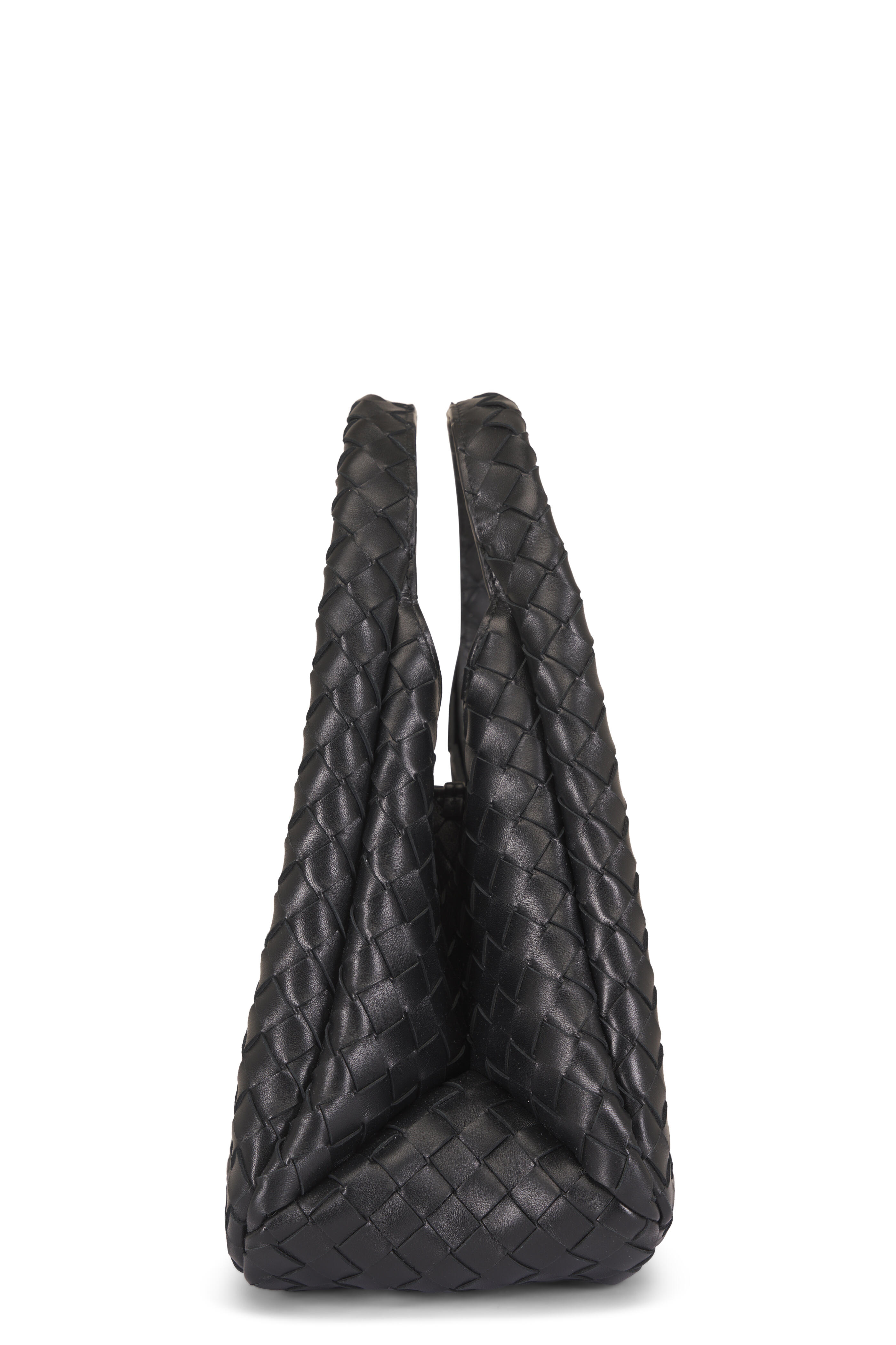 Bottega Veneta - Campana Black Intrecciato Leather Top Handle Bag - view 4