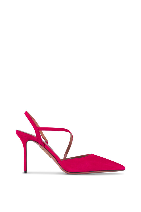 Aquazzura Dynasty Rouge Suede Slingback Pump, 85mm - view 3