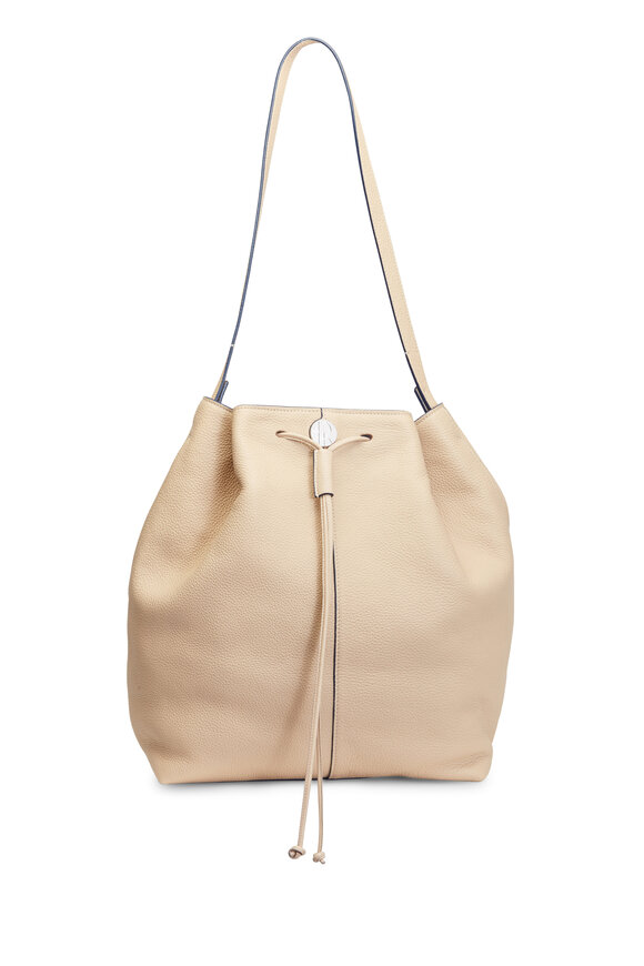 The Row - Beige Grain Leather Small Bucket Backpack